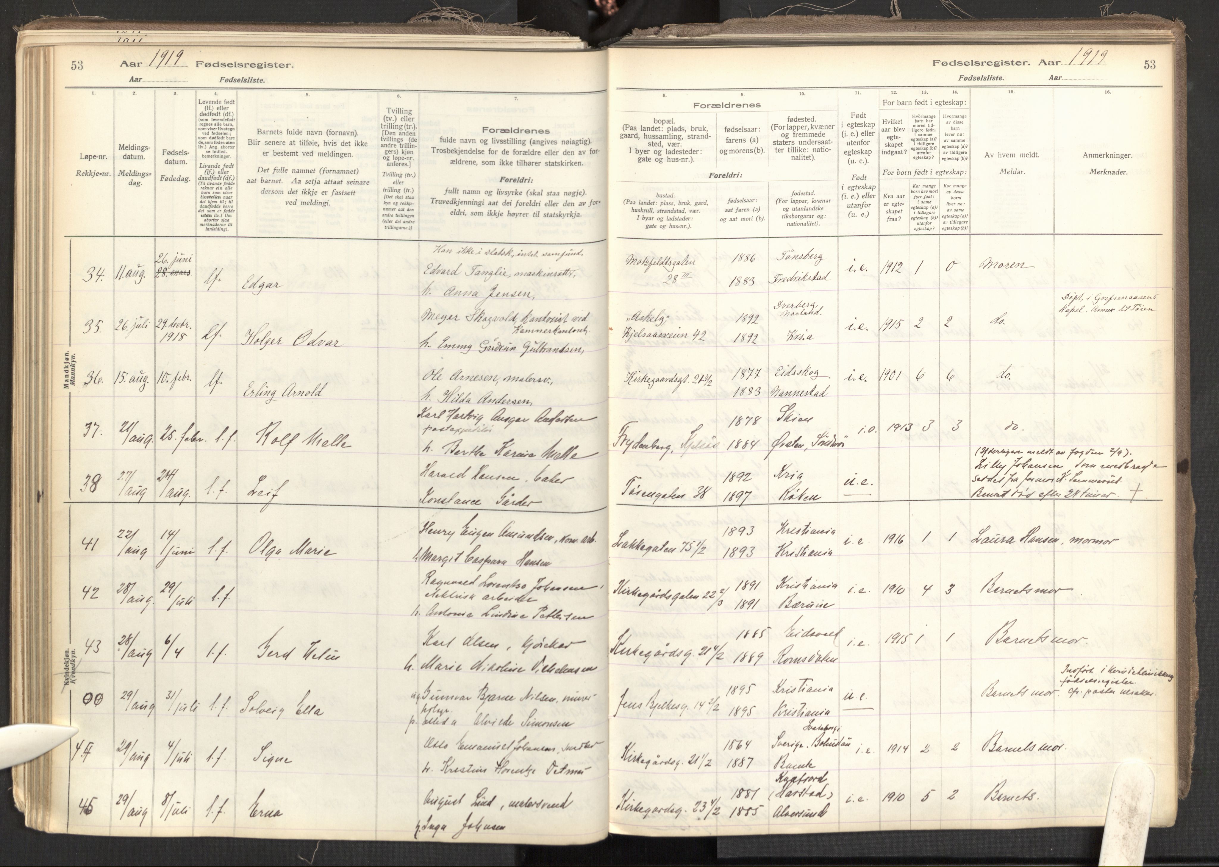 Tøyen prestekontor Kirkebøker, AV/SAO-A-10167a/J/Ja/L0001: Birth register no. 1, 1916-1944, p. 53