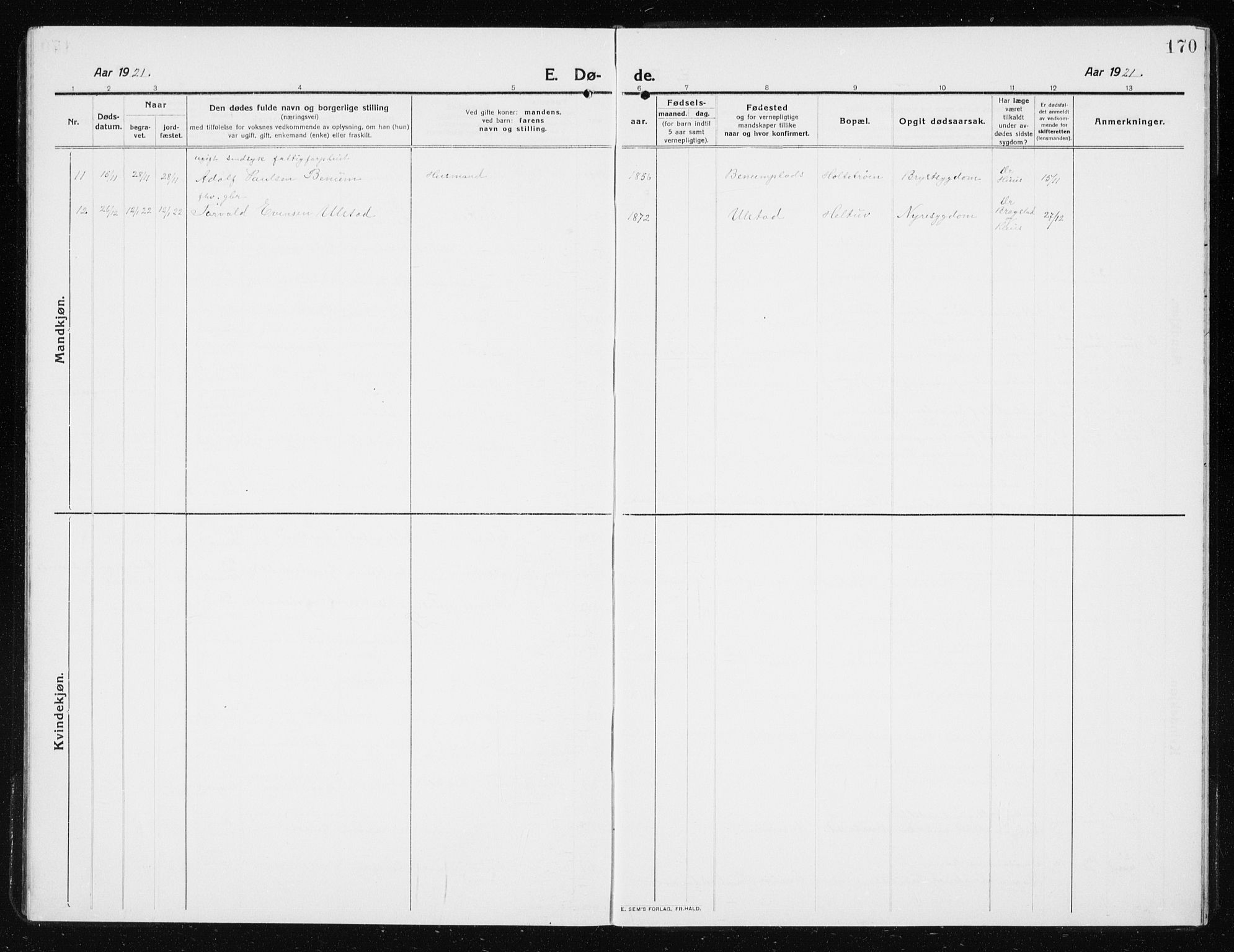 Ministerialprotokoller, klokkerbøker og fødselsregistre - Nord-Trøndelag, AV/SAT-A-1458/741/L0402: Parish register (copy) no. 741C03, 1911-1926, p. 170