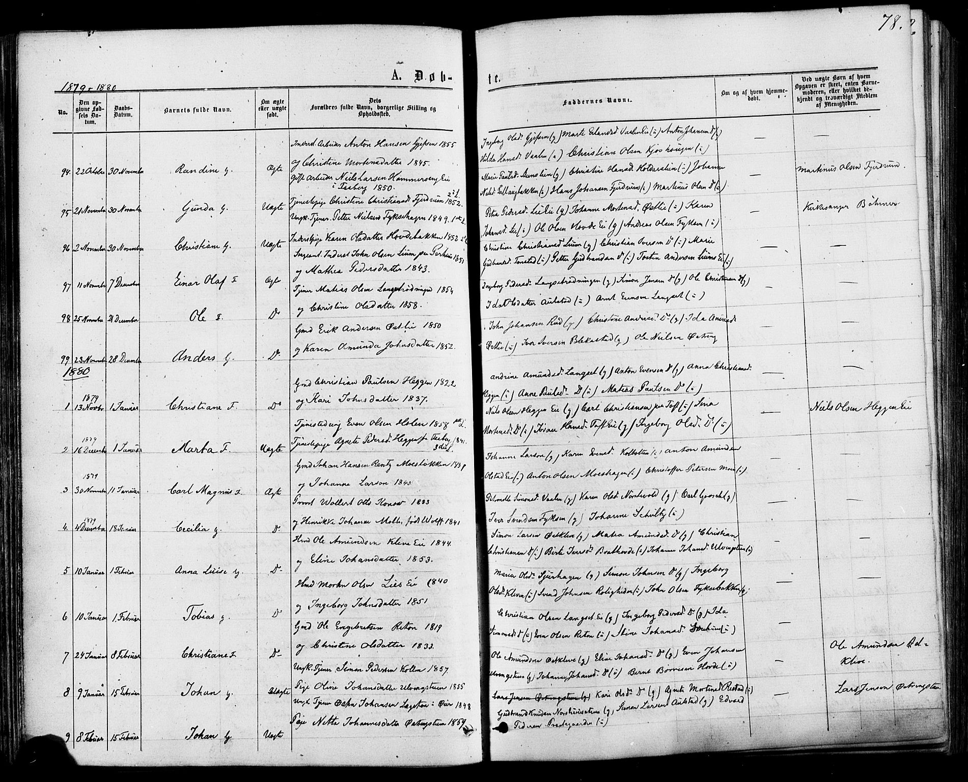 Østre Gausdal prestekontor, SAH/PREST-092/H/Ha/Haa/L0001: Parish register (official) no. 1, 1874-1886, p. 78