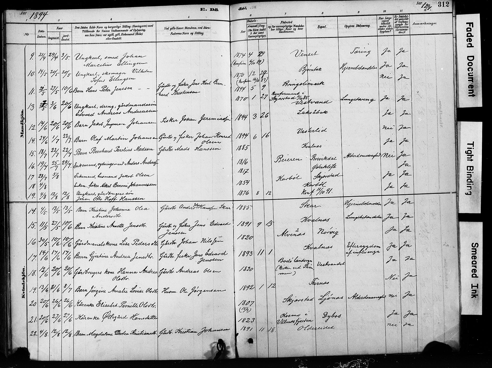 Ministerialprotokoller, klokkerbøker og fødselsregistre - Nordland, SAT/A-1459/852/L0754: Parish register (copy) no. 852C05, 1878-1894, p. 312