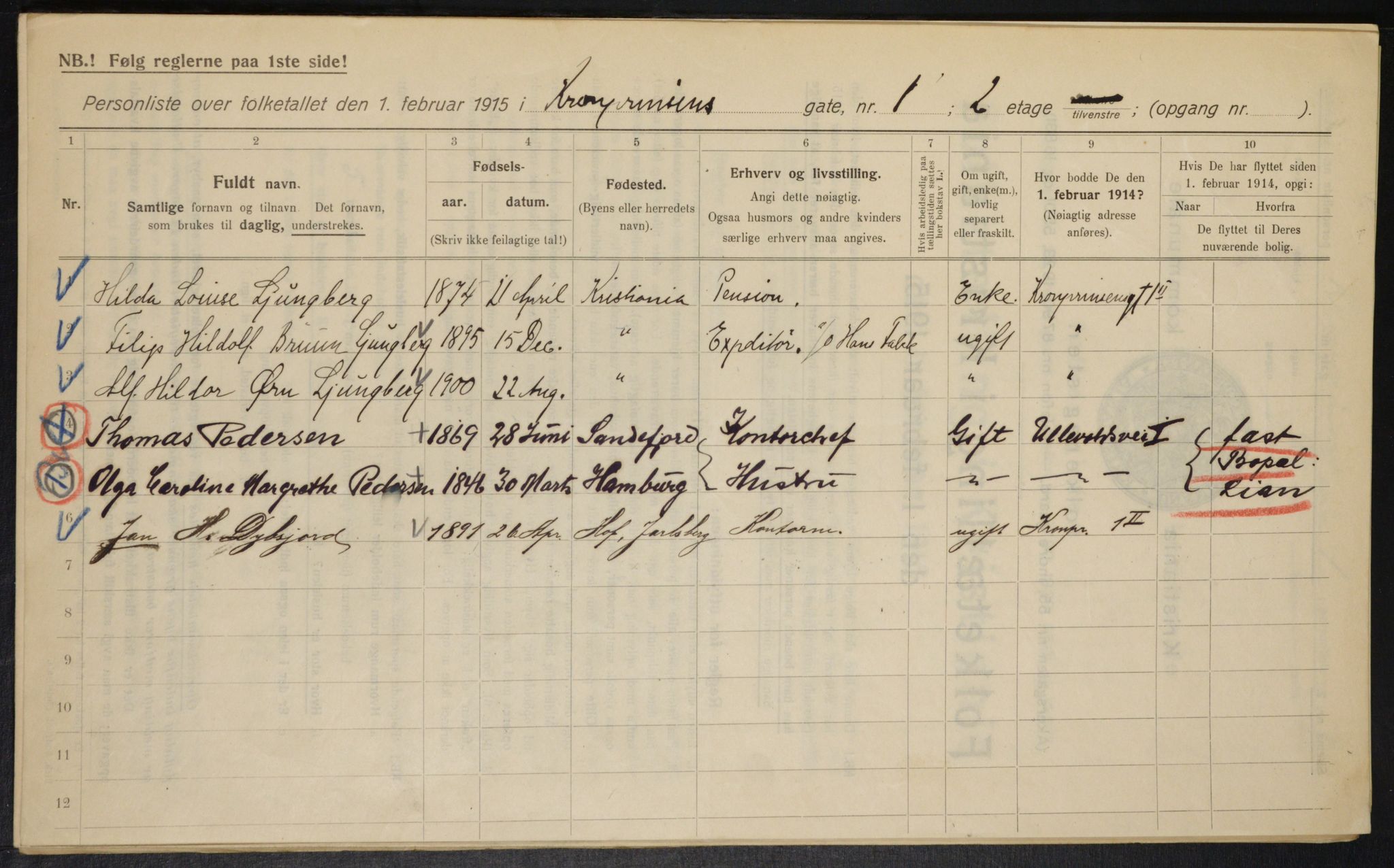 OBA, Municipal Census 1915 for Kristiania, 1915, p. 53985