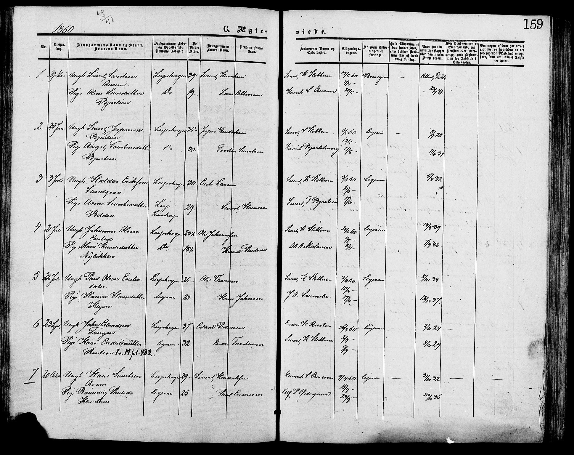 Lesja prestekontor, SAH/PREST-068/H/Ha/Haa/L0009: Parish register (official) no. 9, 1854-1889, p. 159