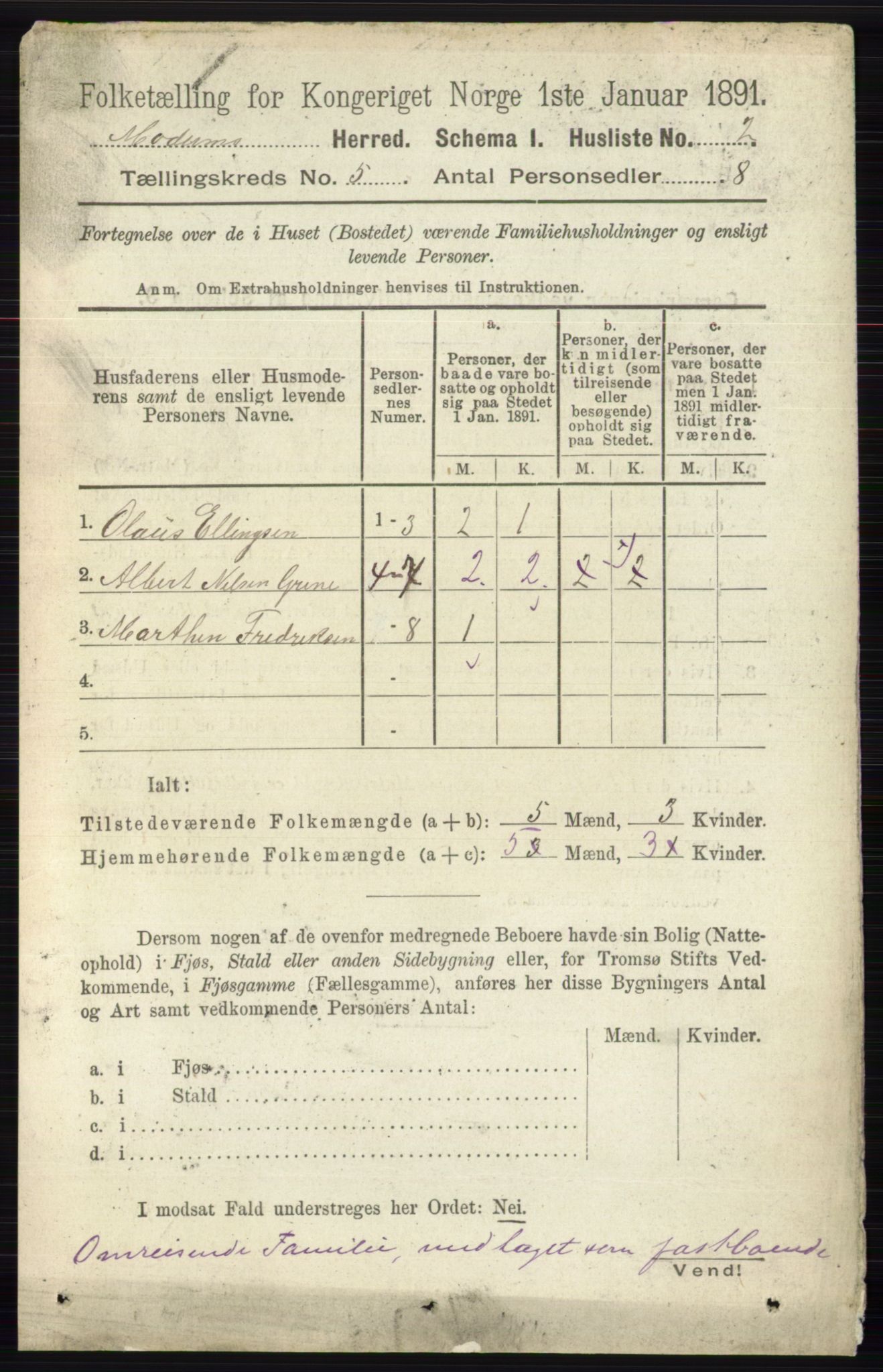 RA, 1891 census for 0623 Modum, 1891, p. 1349