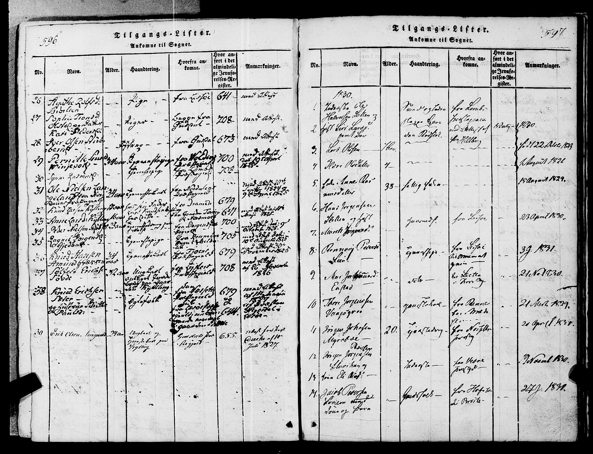 Ministerialprotokoller, klokkerbøker og fødselsregistre - Møre og Romsdal, SAT/A-1454/546/L0593: Parish register (official) no. 546A01, 1818-1853, p. 596-597