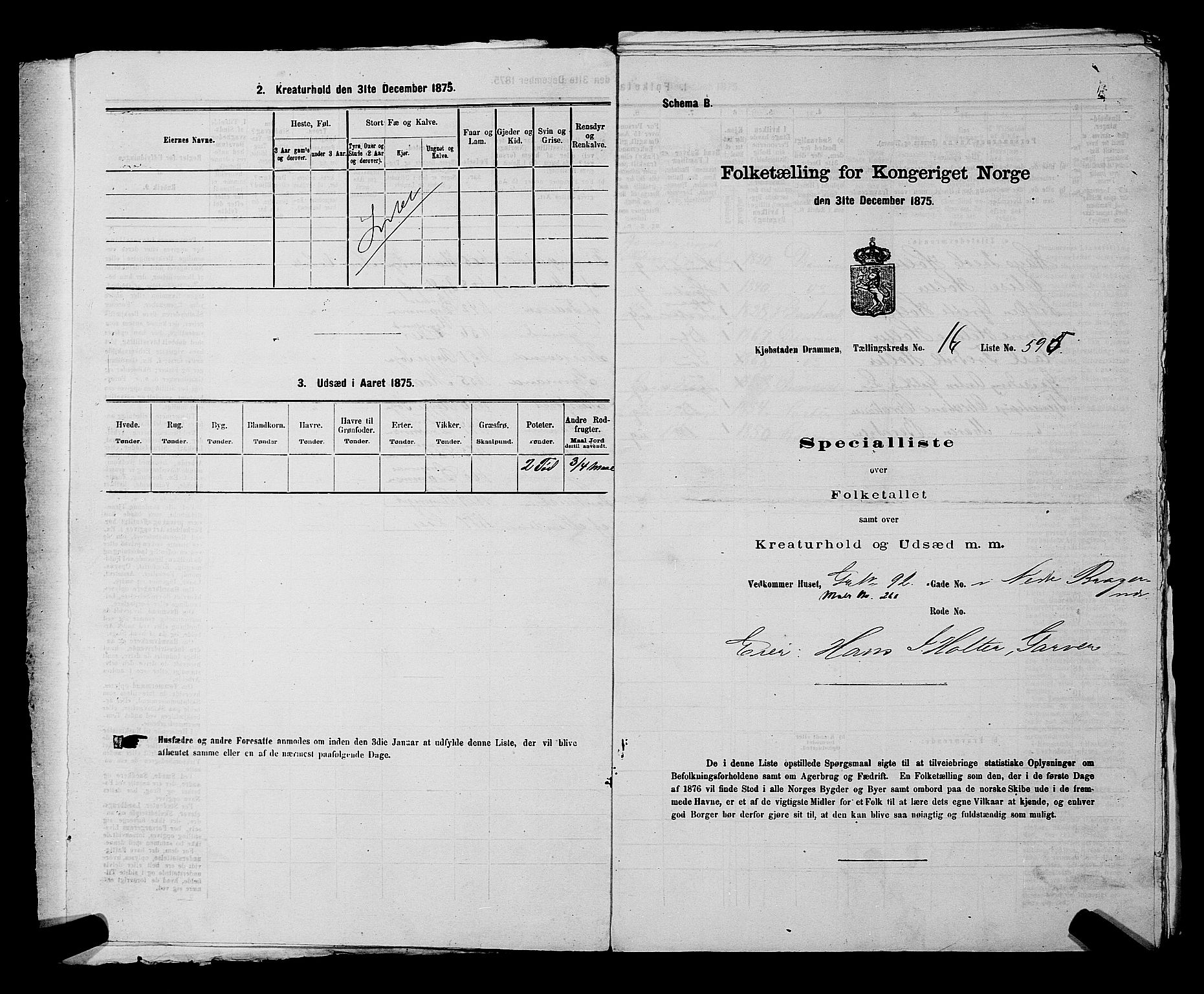 SAKO, 1875 census for 0602 Drammen, 1875, p. 1765