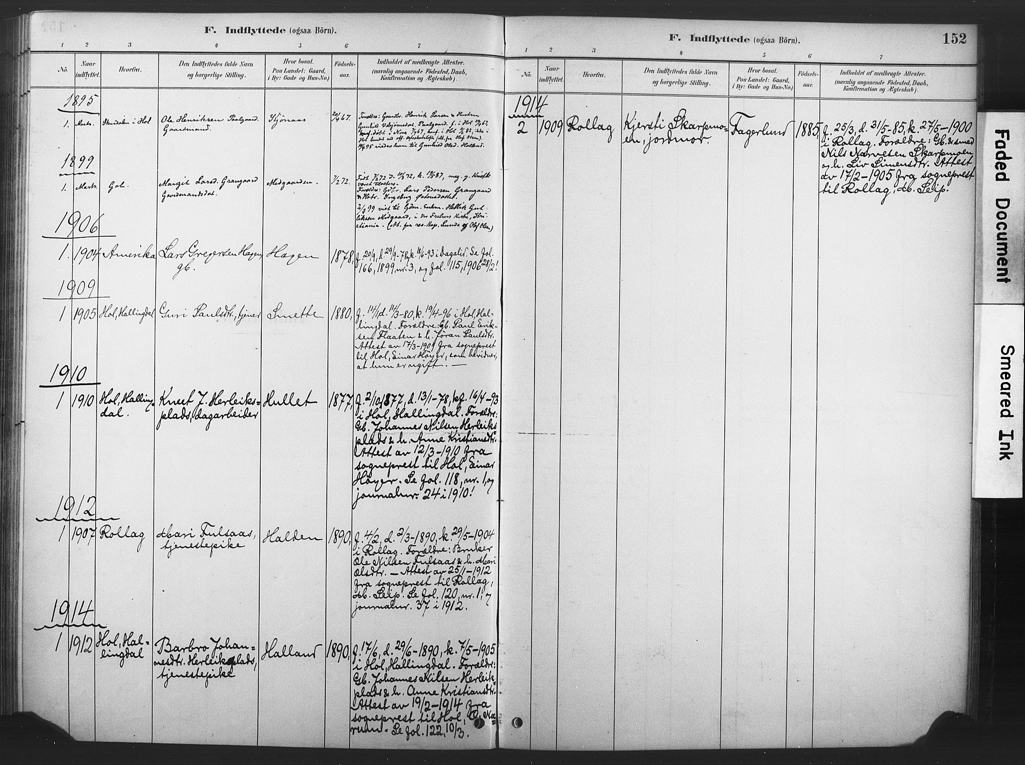 Nore kirkebøker, AV/SAKO-A-238/F/Fd/L0001: Parish register (official) no. IV 1, 1878-1918, p. 152