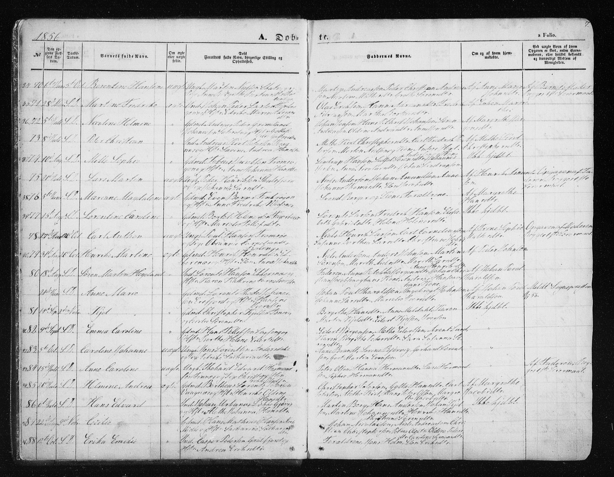 Tromsøysund sokneprestkontor, SATØ/S-1304/G/Ga/L0001kirke: Parish register (official) no. 1, 1856-1867, p. 7