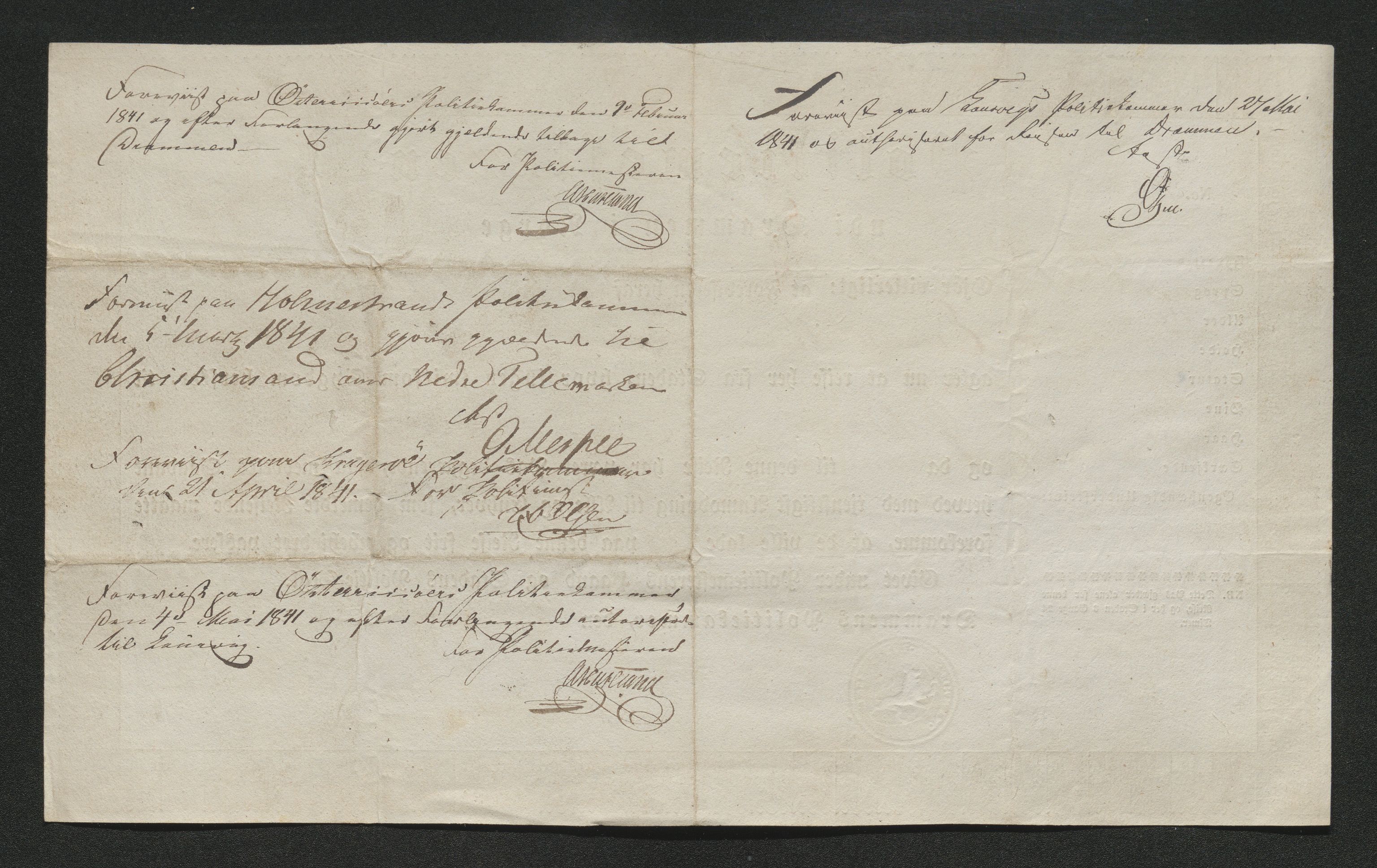 Drammen politikammer, AV/SAKO-A-623/I/Ia/Iab/L0006: Innleverte pass, 1841-1842, p. 205