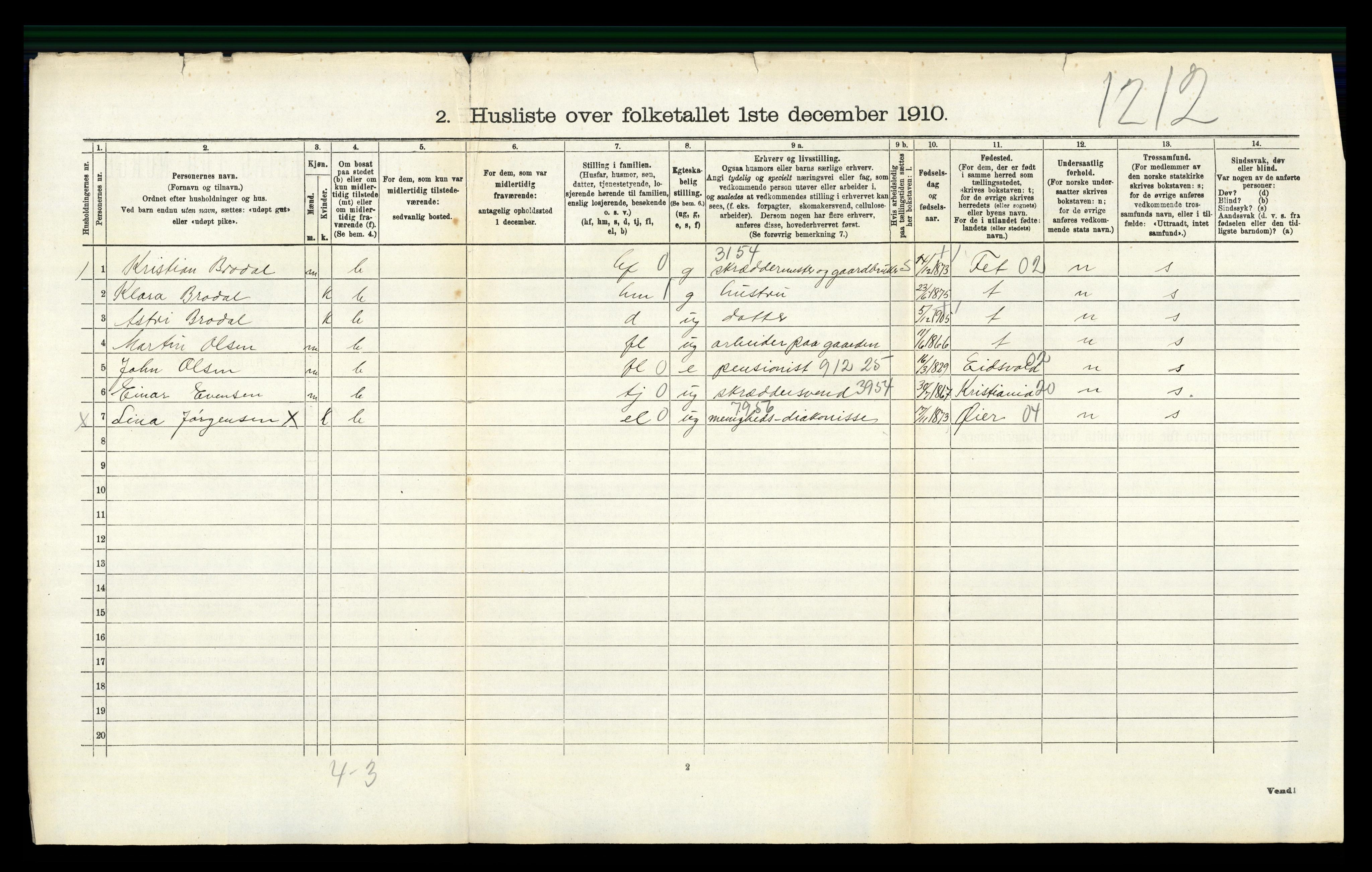 RA, 1910 census for Gjerdrum, 1910, p. 466