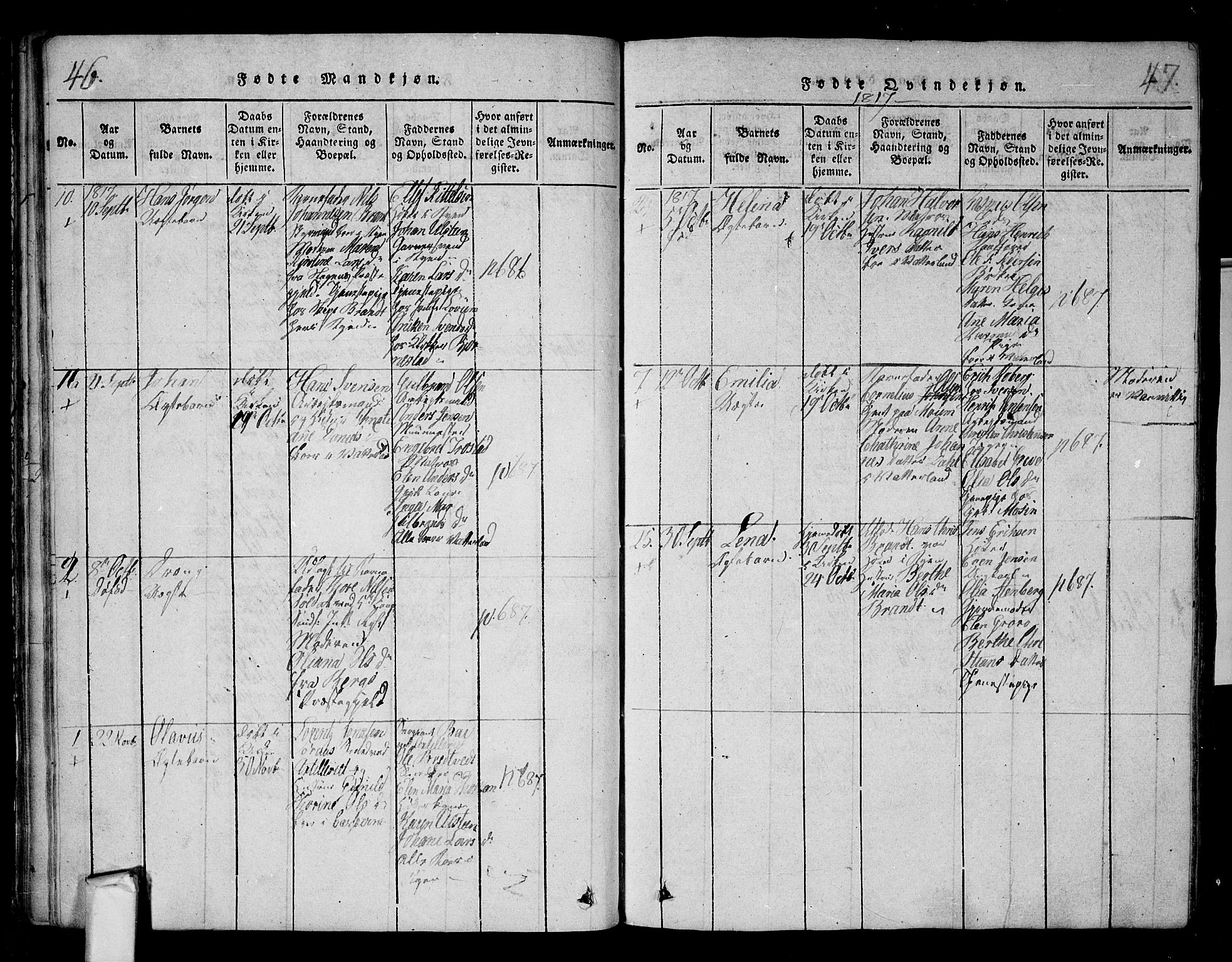 Fredrikstad prestekontor Kirkebøker, SAO/A-11082/F/Fa/L0004: Parish register (official) no. 4, 1816-1834, p. 46-47