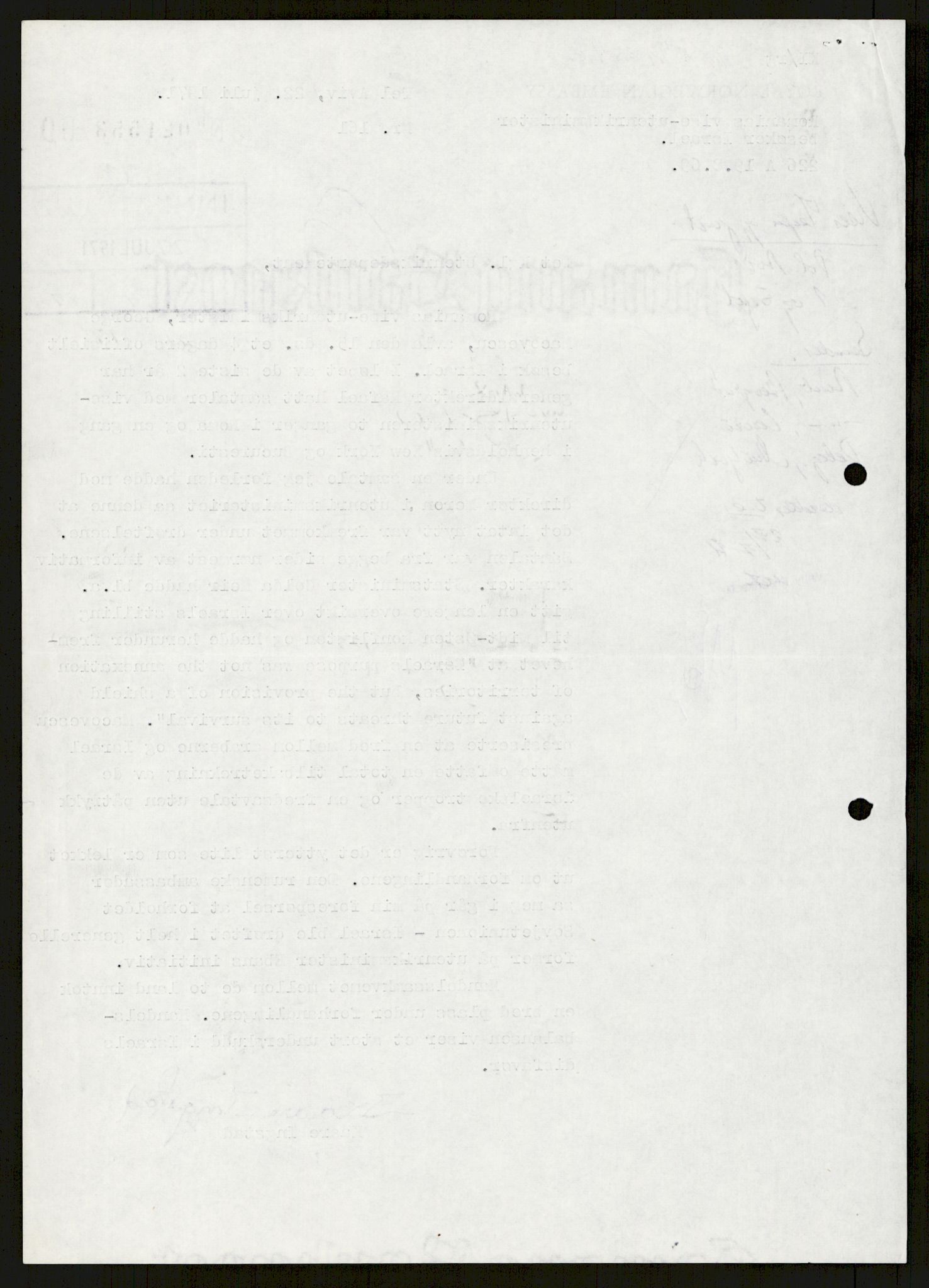 Utenriksdepartementet, hovedarkiv, AV/RA-S-6794/D/Db/Dba/L0776/0003: Verdenspolitikk. Fremmede staters politikk (G.L.) / Israel: Politikk (2 mapper), 1970-1972, p. 57