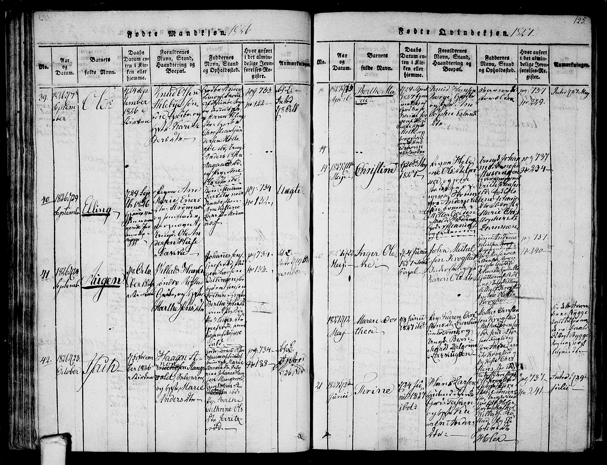 Råde prestekontor kirkebøker, AV/SAO-A-2009/F/Fa/L0004: Parish register (official) no. 4, 1814-1830, p. 124-125