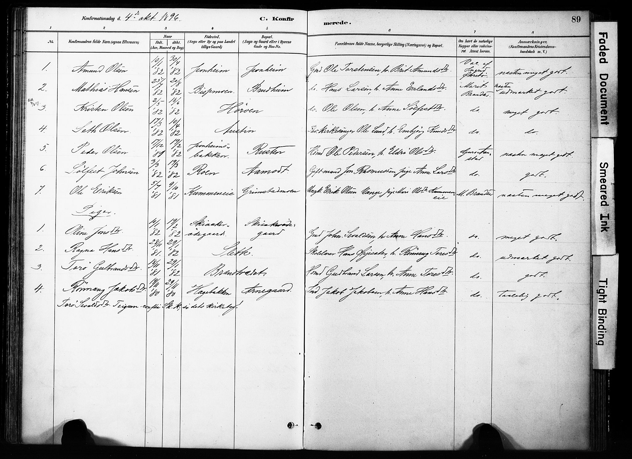 Skjåk prestekontor, SAH/PREST-072/H/Ha/Haa/L0004: Parish register (official) no. 4, 1880-1904, p. 89