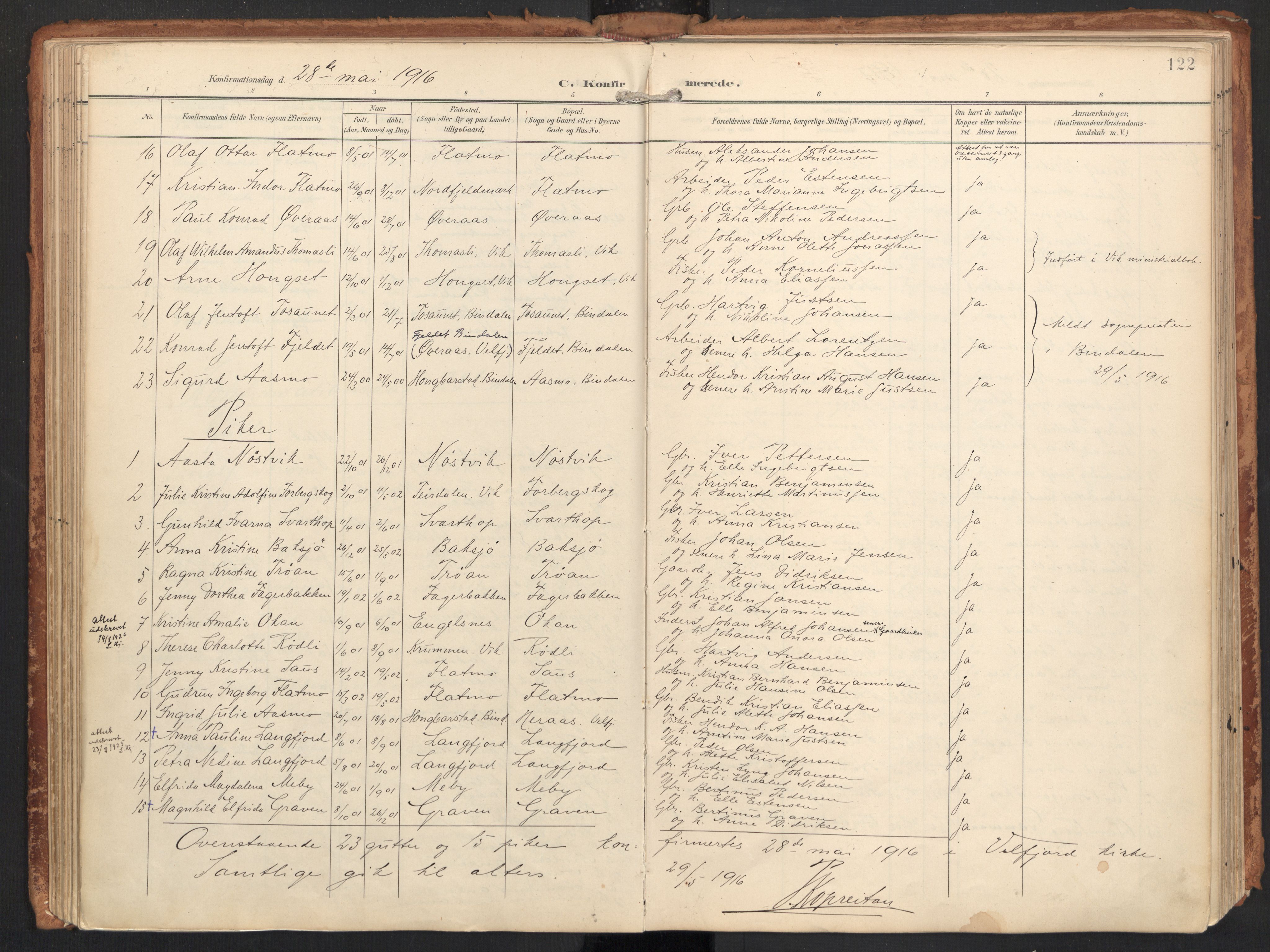 Ministerialprotokoller, klokkerbøker og fødselsregistre - Nordland, AV/SAT-A-1459/814/L0227: Parish register (official) no. 814A08, 1899-1920, p. 122