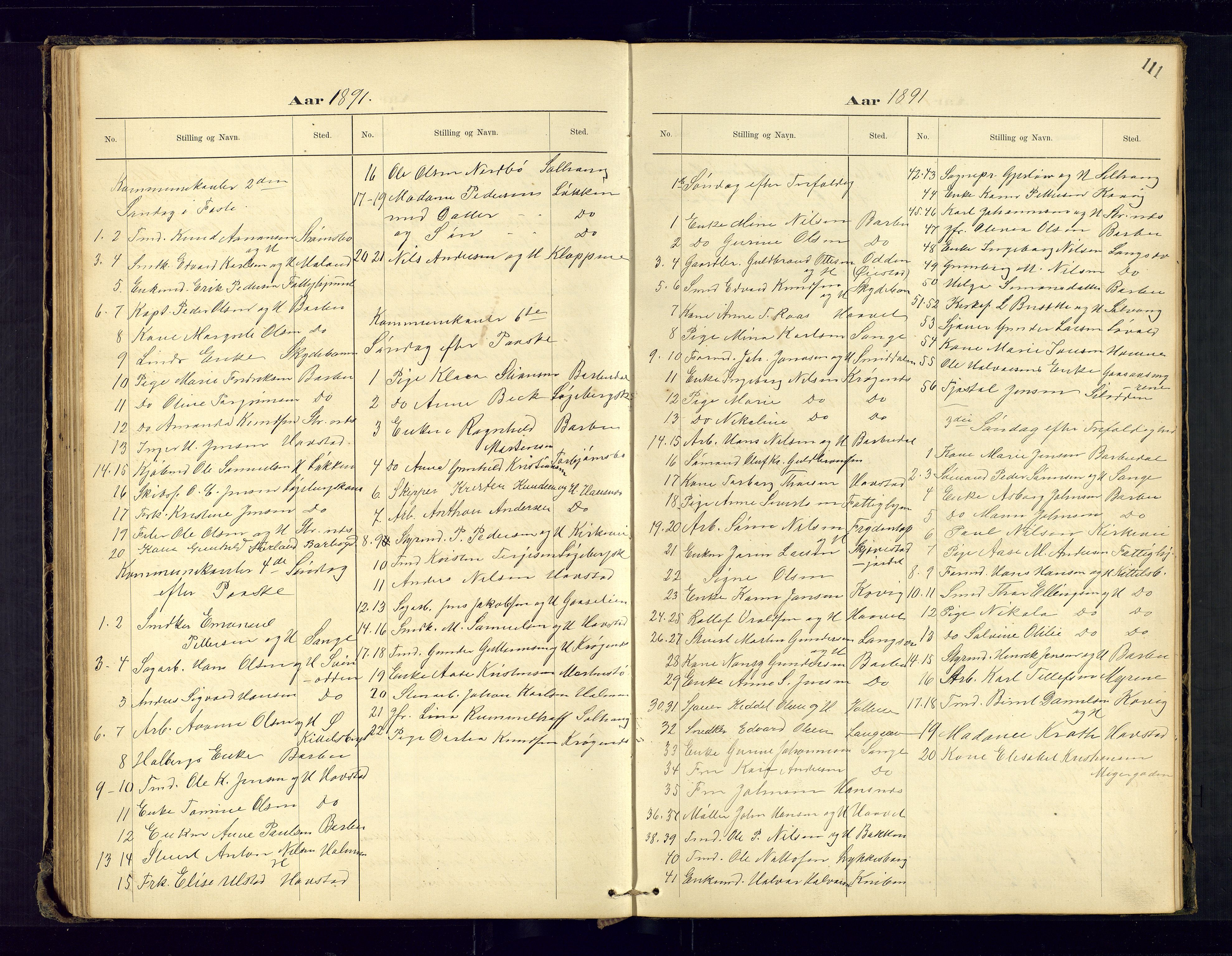 Barbu sokneprestkontor, SAK/1111-0003/F/Fc/L0001: Communicants register no. C-1, 1878-1903, p. 111
