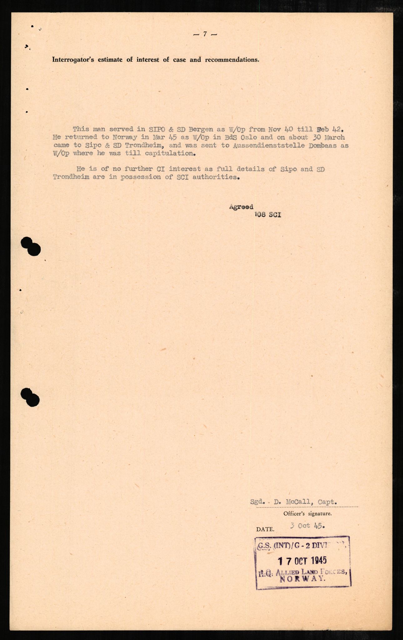 Forsvaret, Forsvarets overkommando II, AV/RA-RAFA-3915/D/Db/L0002: CI Questionaires. Tyske okkupasjonsstyrker i Norge. Tyskere., 1945-1946, p. 158
