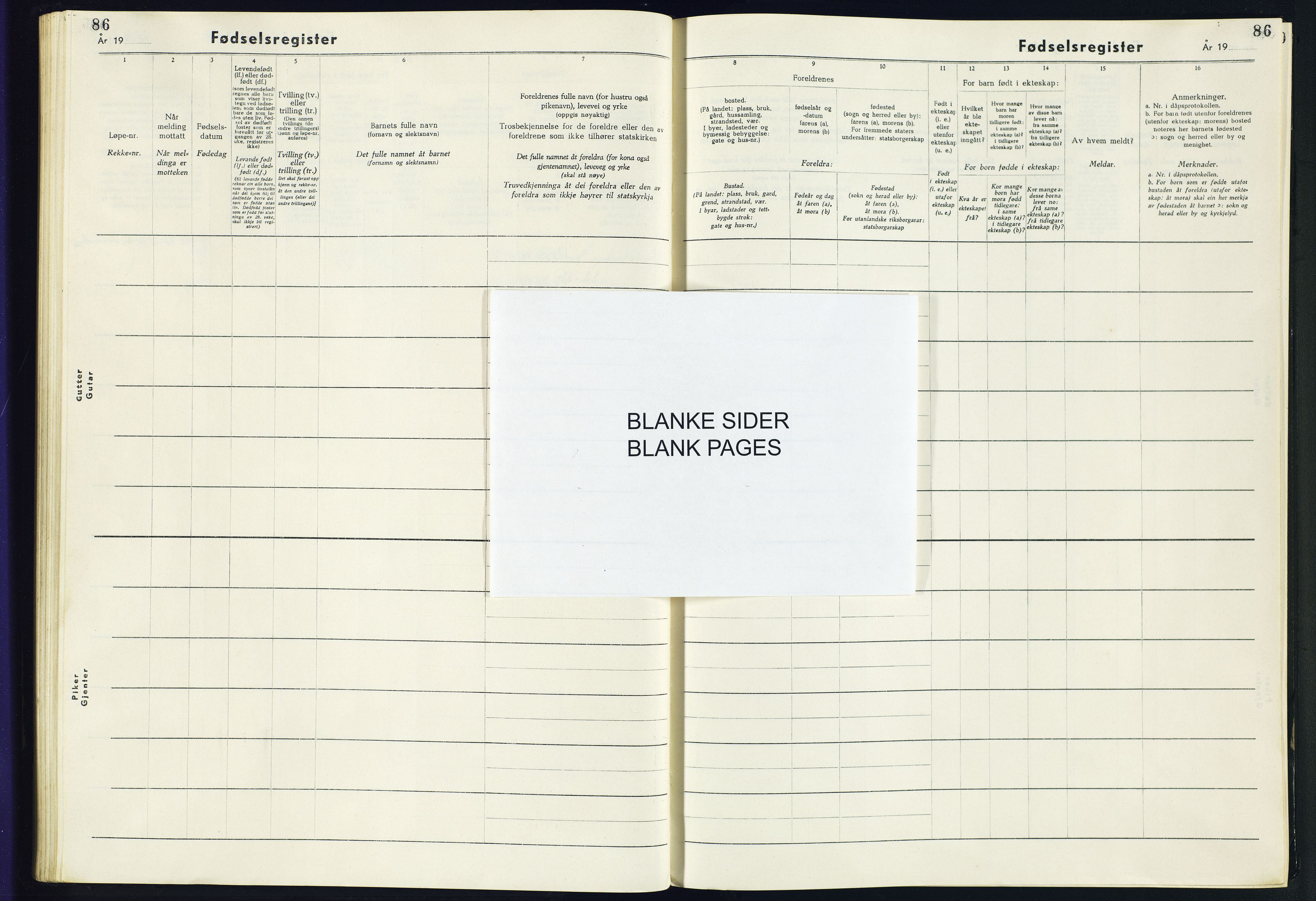 Hommedal sokneprestkontor, AV/SAK-1111-0023/J/Jd/L0002: Birth register no. 2, 1962-1983, p. 86