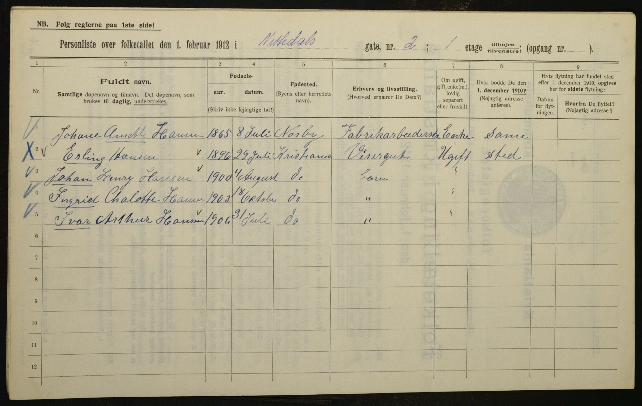 OBA, Municipal Census 1912 for Kristiania, 1912, p. 71789