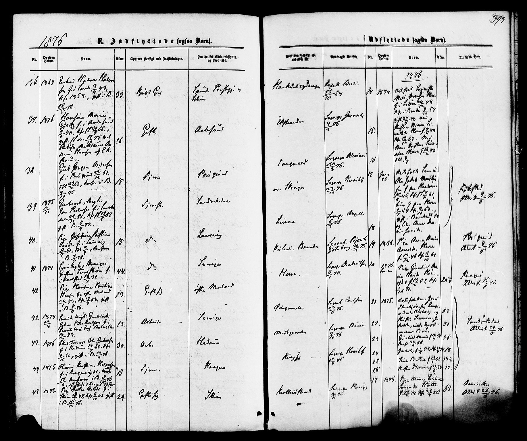 Bamble kirkebøker, SAKO/A-253/F/Fa/L0006: Parish register (official) no. I 6, 1869-1877, p. 393
