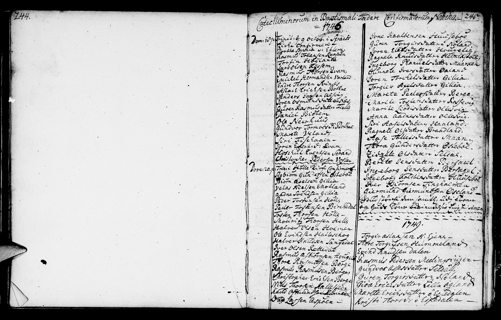 Strand sokneprestkontor, AV/SAST-A-101828/H/Ha/Haa/L0002: Parish register (official) no. A 2, 1744-1768, p. 244-245