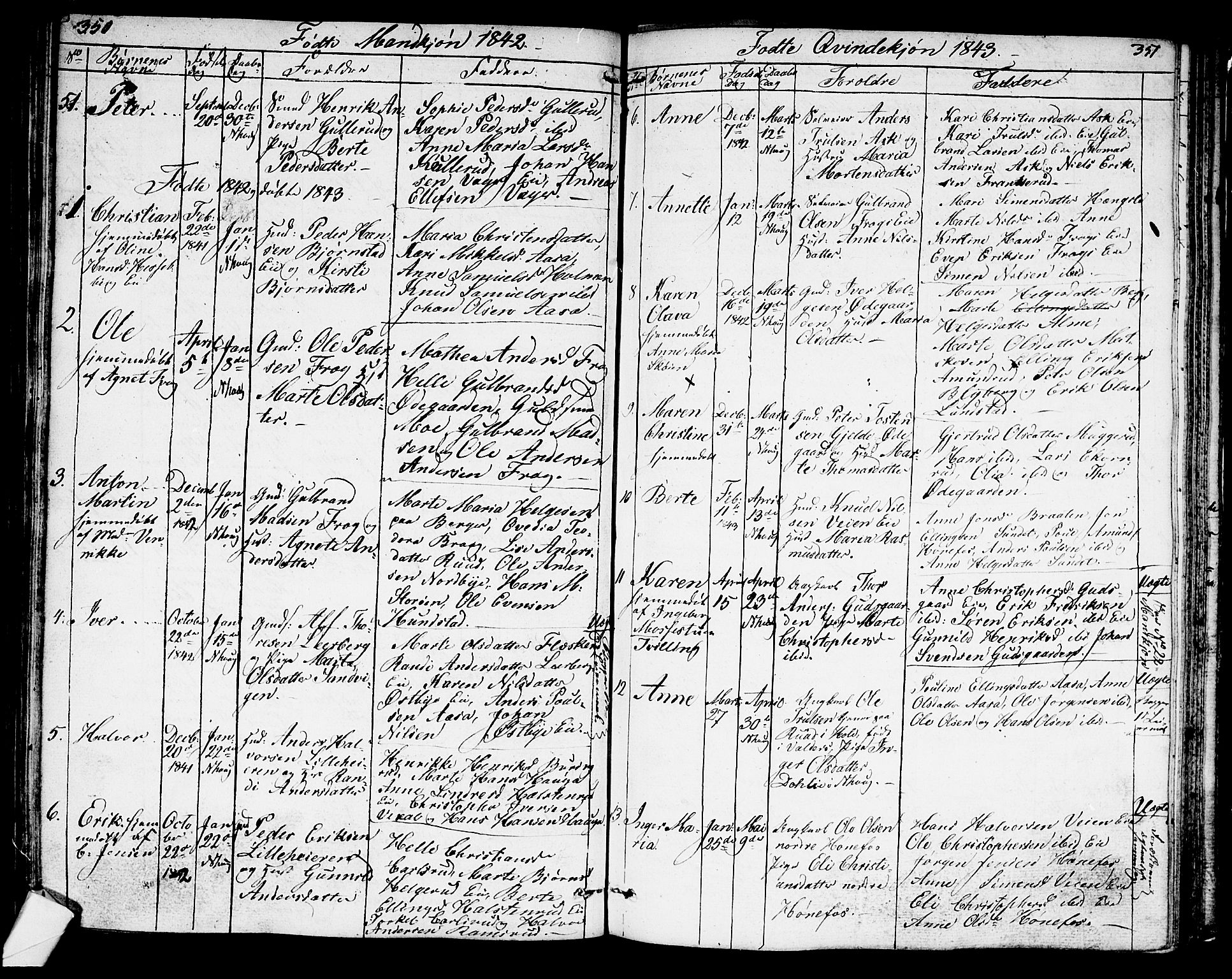 Norderhov kirkebøker, SAKO/A-237/G/Ga/L0004: Parish register (copy) no. I 4, 1824-1849, p. 350-351