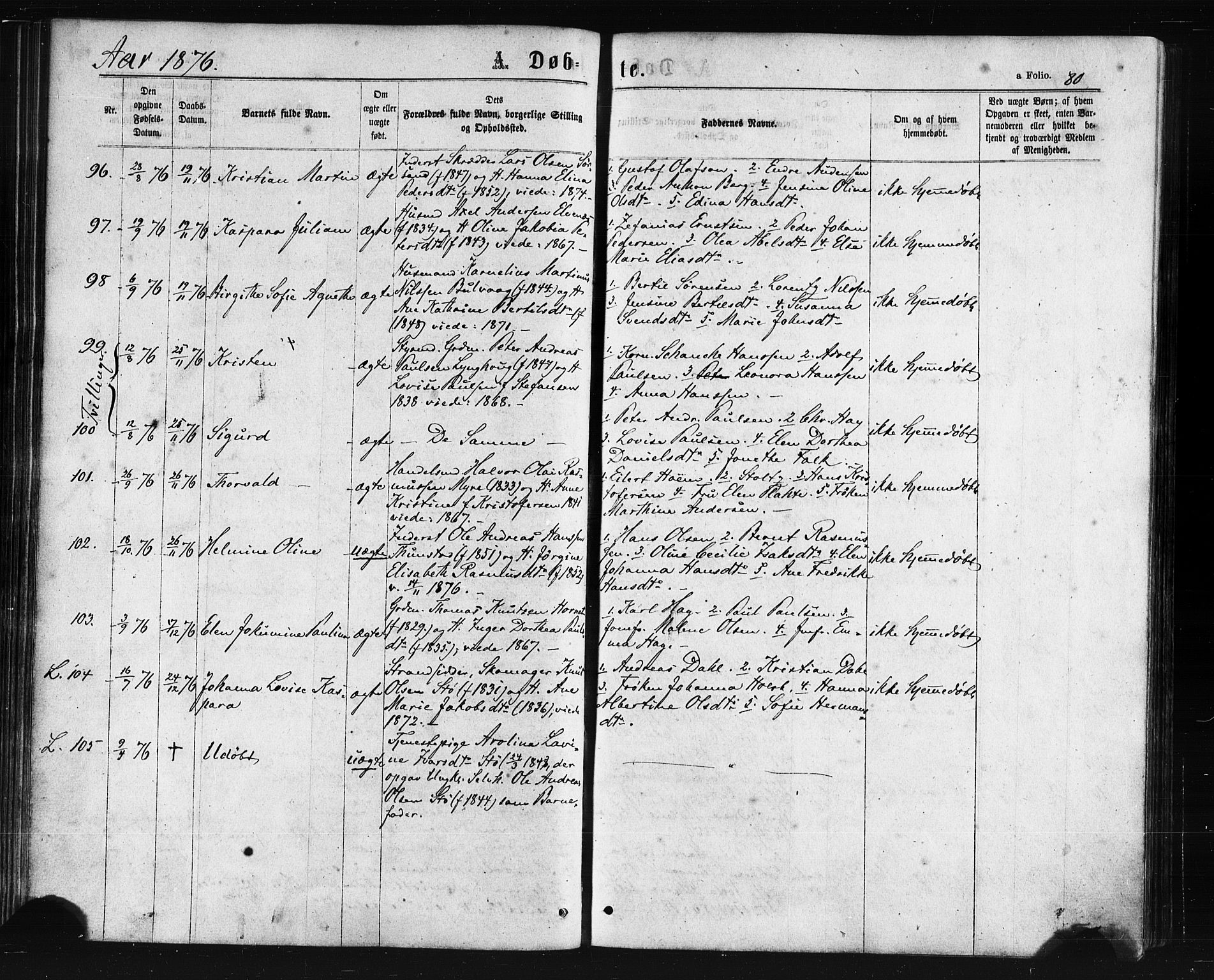 Ministerialprotokoller, klokkerbøker og fødselsregistre - Nordland, AV/SAT-A-1459/893/L1334: Parish register (official) no. 893A07, 1867-1877, p. 80