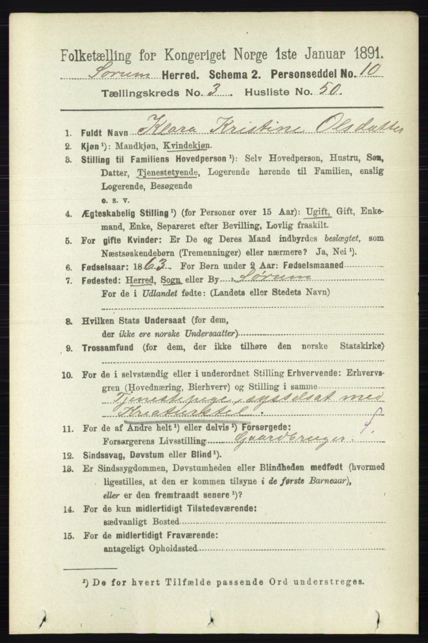 RA, 1891 census for 0226 Sørum, 1891, p. 1579