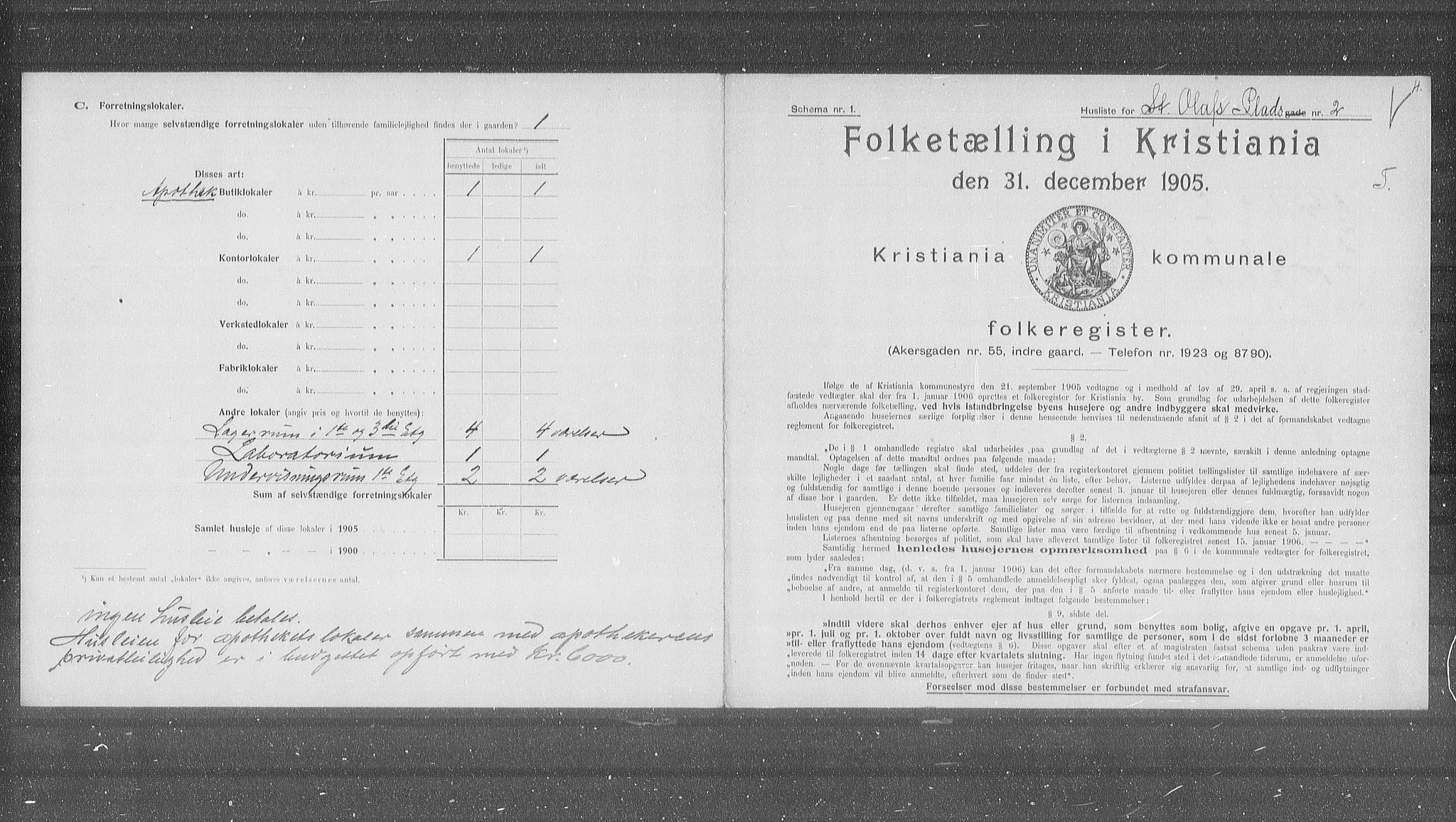 OBA, Municipal Census 1905 for Kristiania, 1905, p. 53431