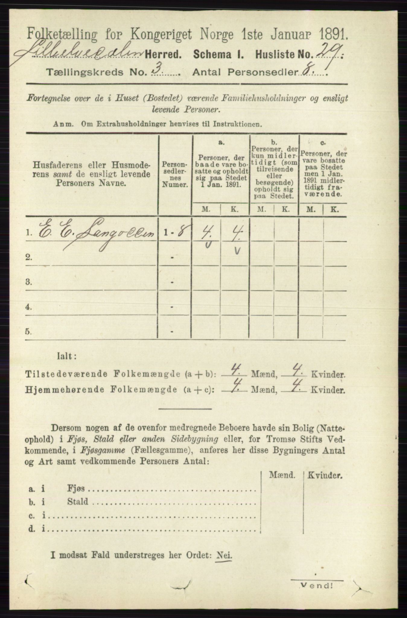 RA, 1891 census for 0438 Lille Elvedalen, 1891, p. 1023