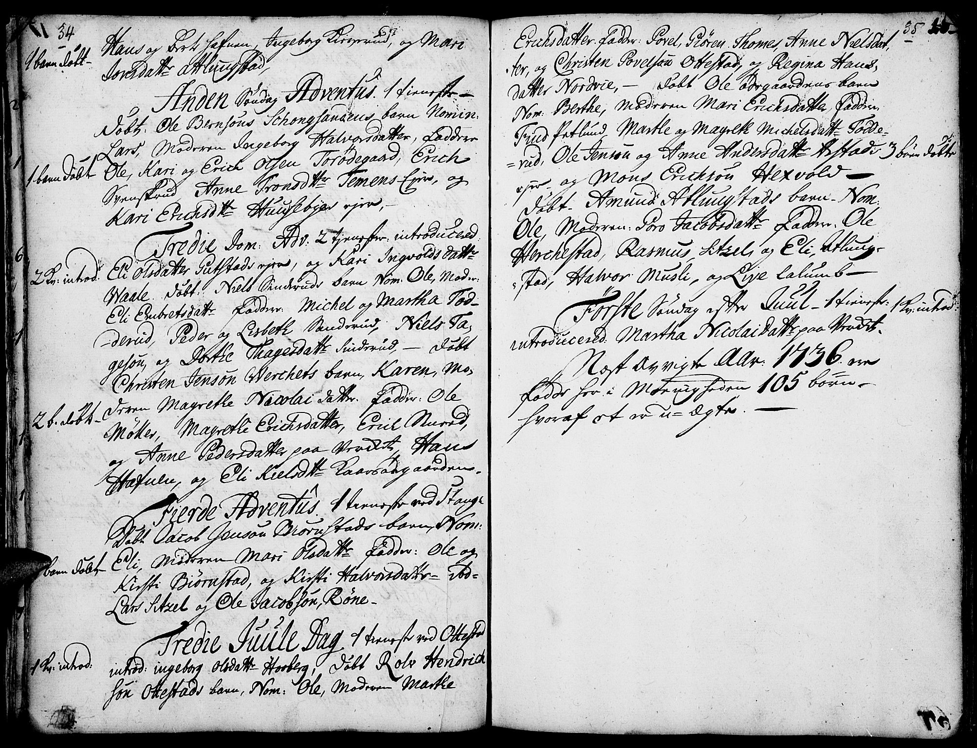 Stange prestekontor, AV/SAH-PREST-002/K/L0004: Parish register (official) no. 4, 1735-1754, p. 34-35