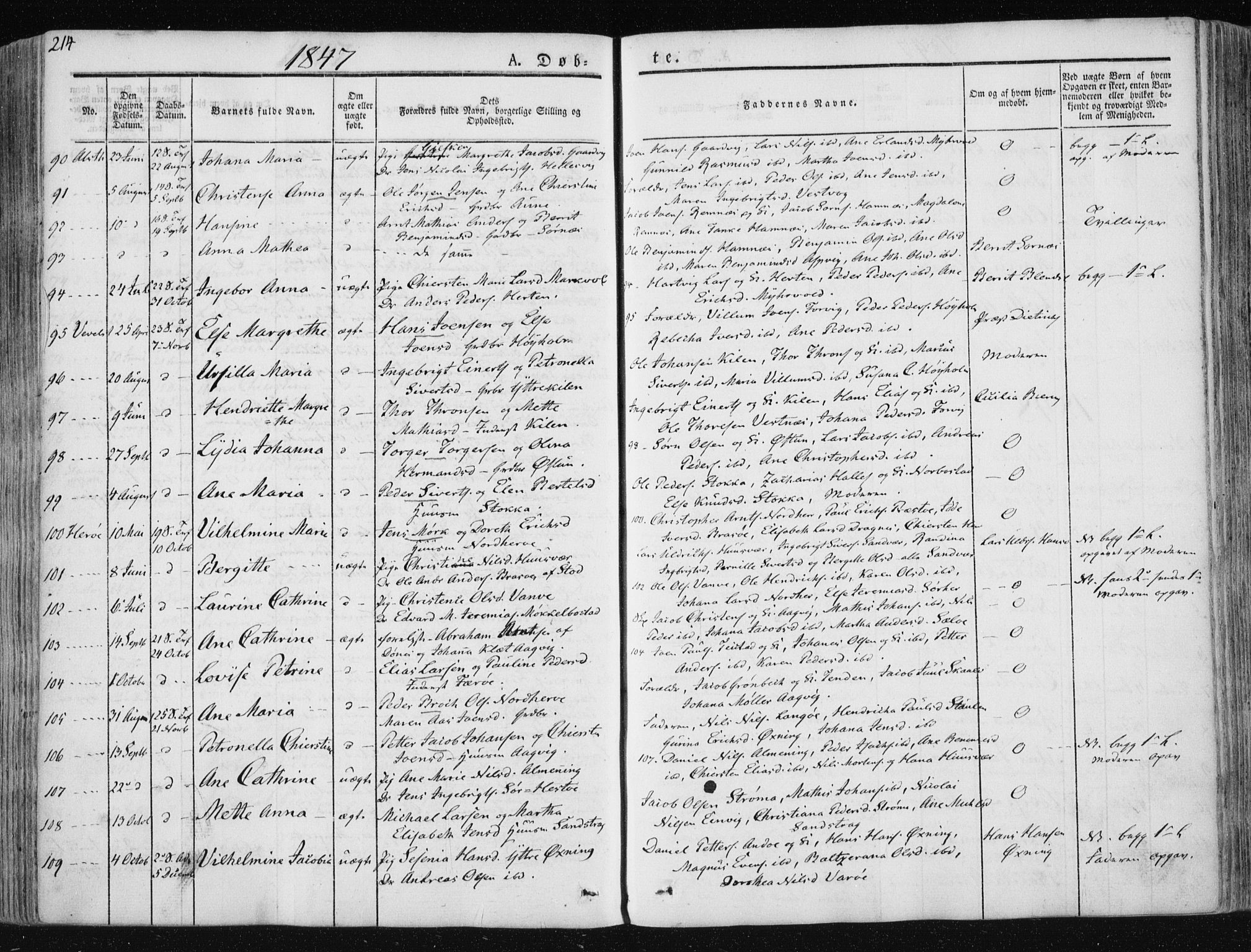 Ministerialprotokoller, klokkerbøker og fødselsregistre - Nordland, SAT/A-1459/830/L0446: Parish register (official) no. 830A10, 1831-1865, p. 214