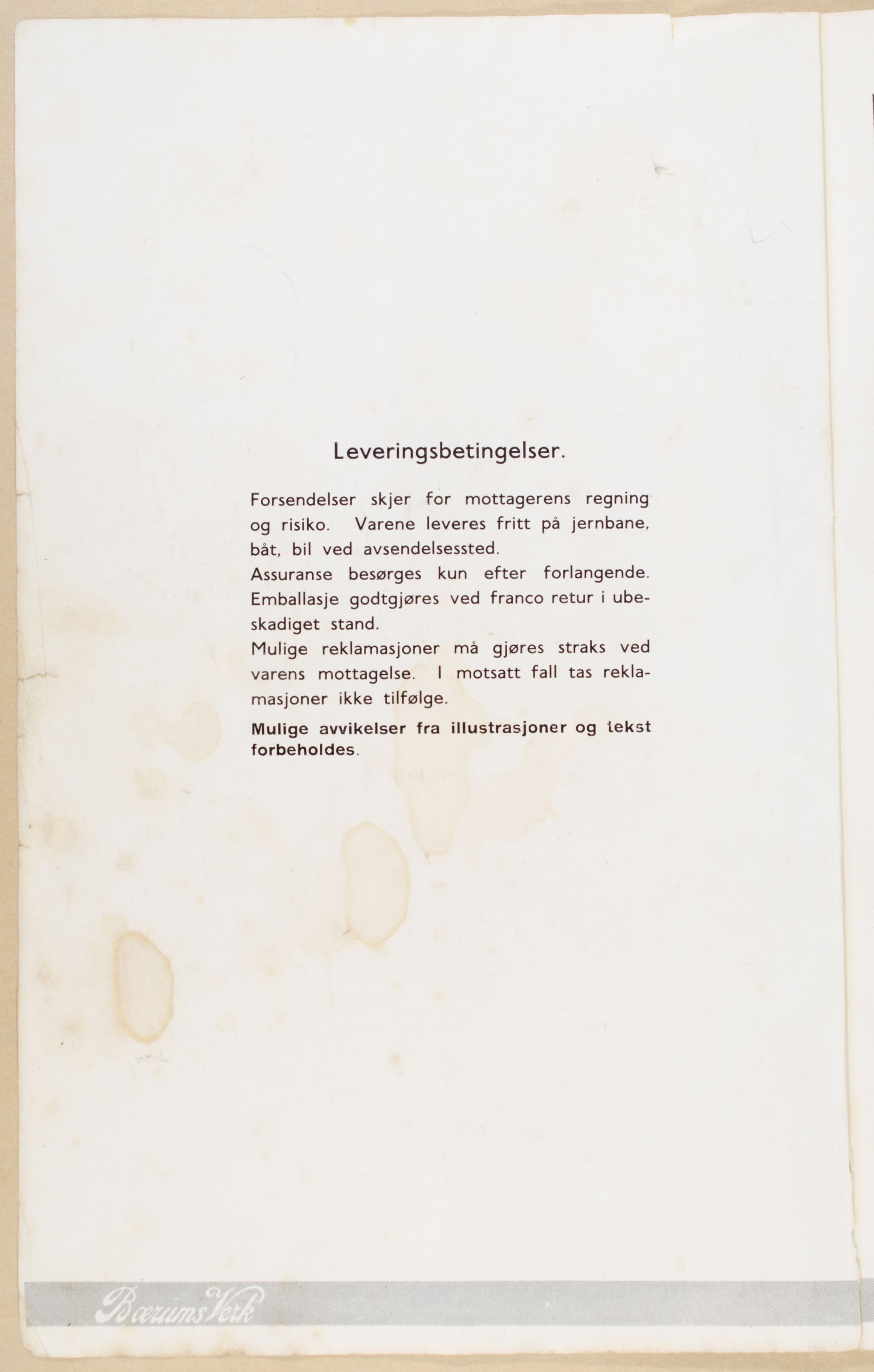 Næs Jernverksmuseets samling av historiske ovnskataloger, NESJ/NJM-006/01/L0001: Bærums Verk Kaminkatalog, 1938-1950