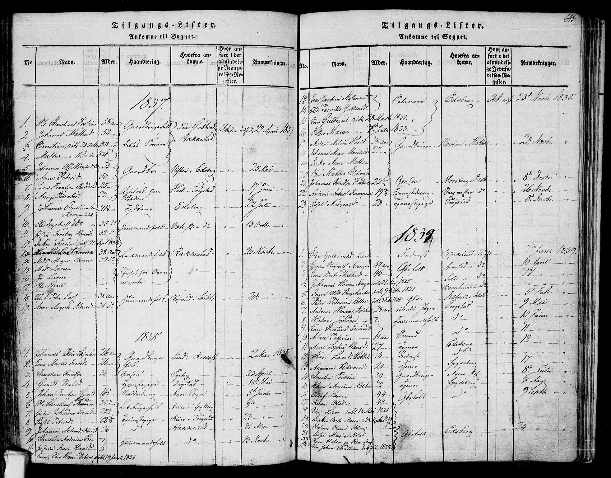 Askim prestekontor Kirkebøker, AV/SAO-A-10900/F/Fa/L0004: Parish register (official) no. 4, 1817-1846, p. 642-643