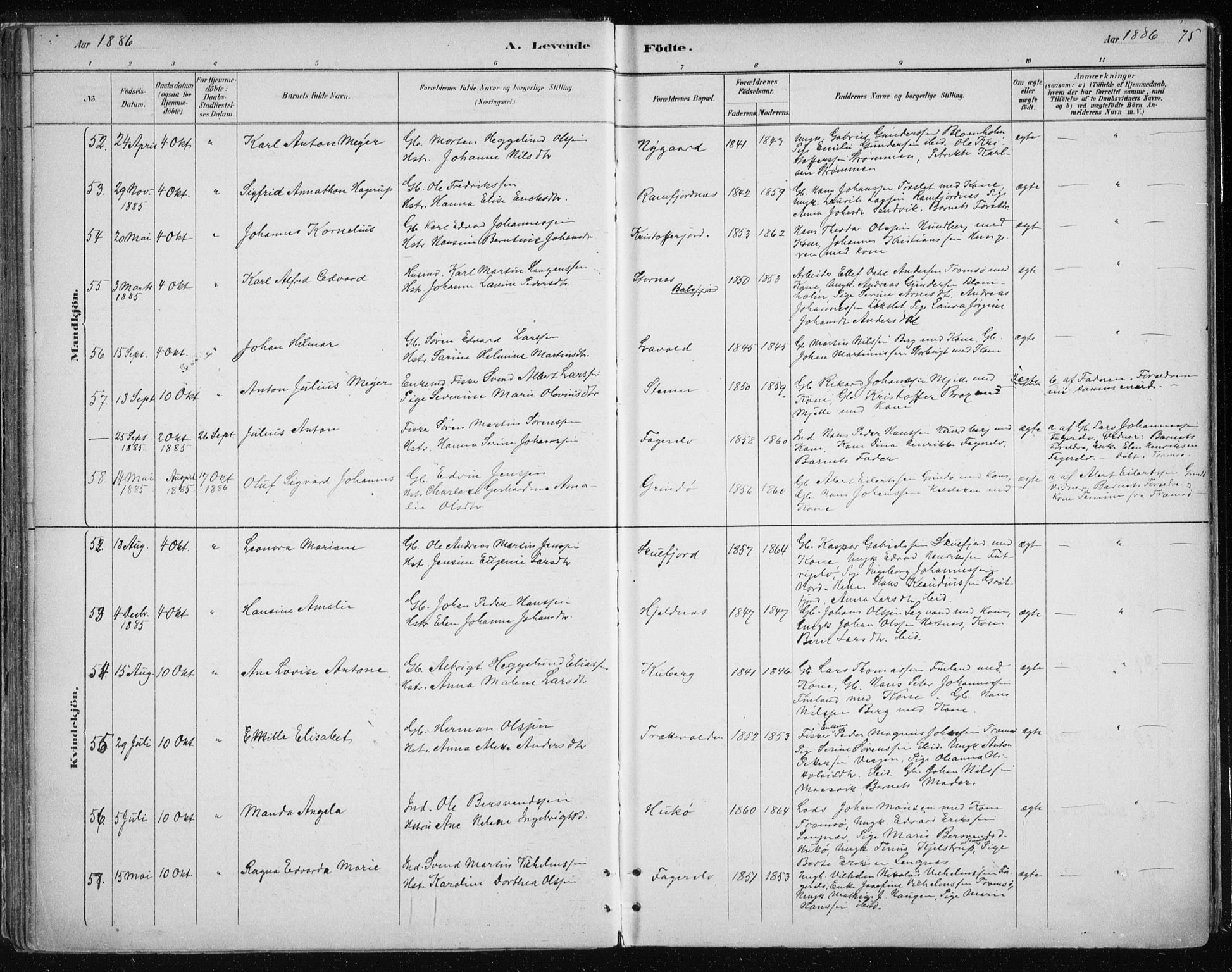 Tromsøysund sokneprestkontor, AV/SATØ-S-1304/G/Ga/L0004kirke: Parish register (official) no. 4, 1880-1888, p. 75