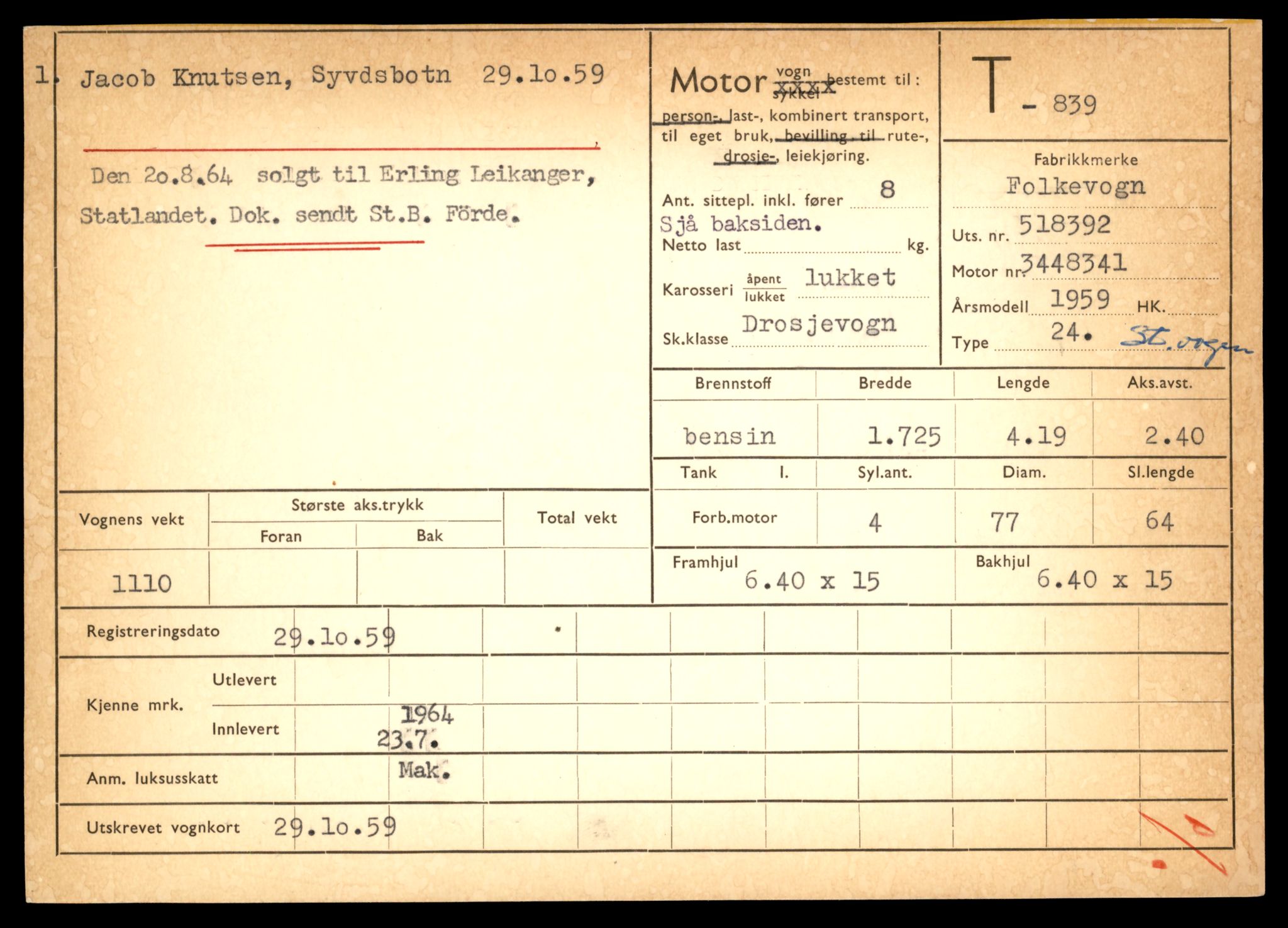 Møre og Romsdal vegkontor - Ålesund trafikkstasjon, AV/SAT-A-4099/F/Fe/L0008: Registreringskort for kjøretøy T 747 - T 894, 1927-1998, p. 2218