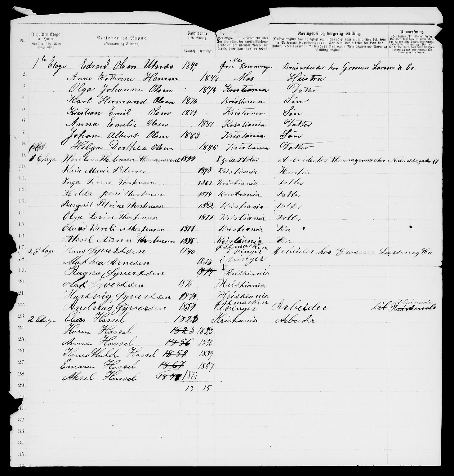 RA, 1885 census for 0301 Kristiania, 1885, p. 11078