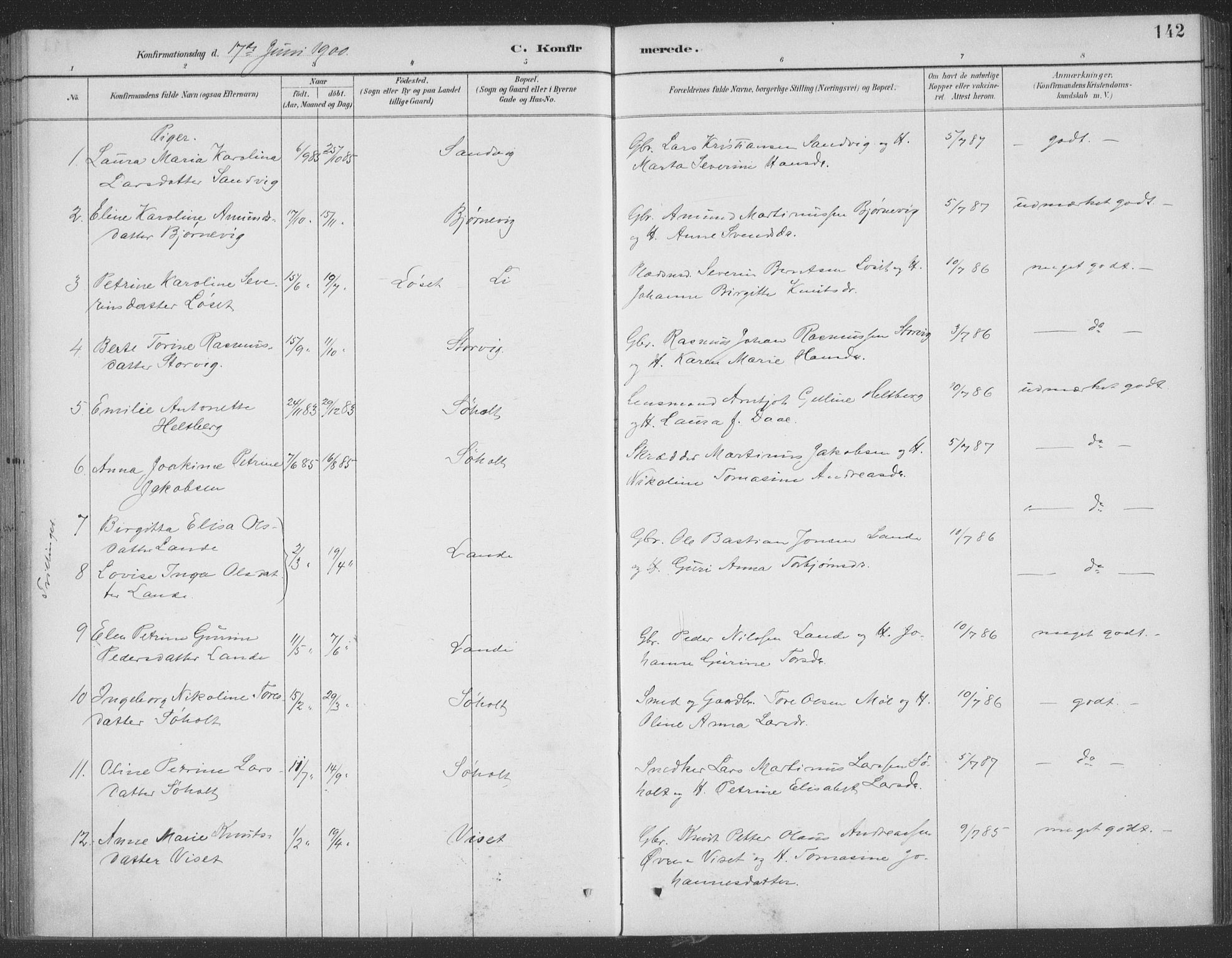 Ministerialprotokoller, klokkerbøker og fødselsregistre - Møre og Romsdal, AV/SAT-A-1454/522/L0316: Parish register (official) no. 522A11, 1890-1911, p. 142