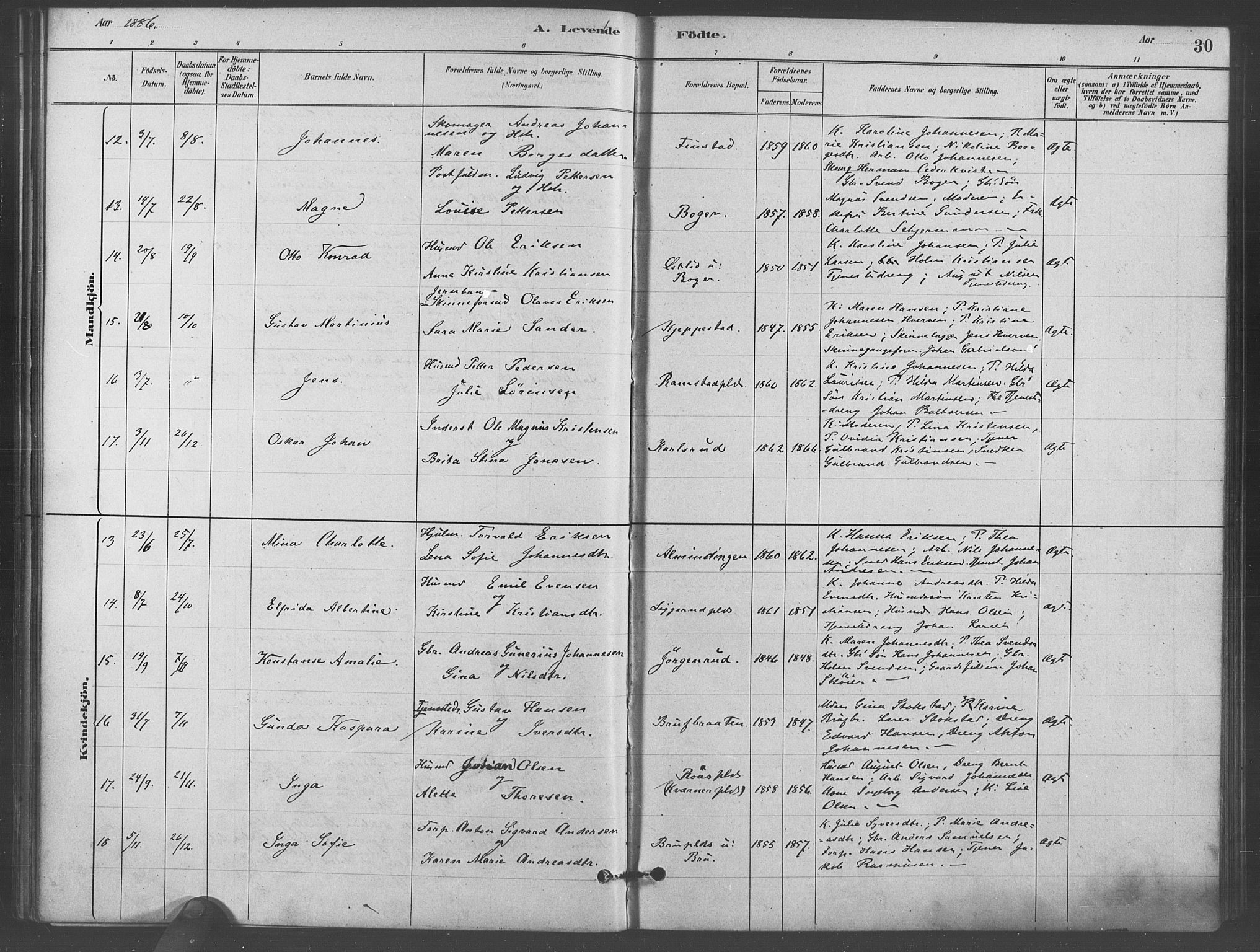 Kråkstad prestekontor Kirkebøker, SAO/A-10125a/F/Fb/L0001: Parish register (official) no. II 1, 1880-1892, p. 30