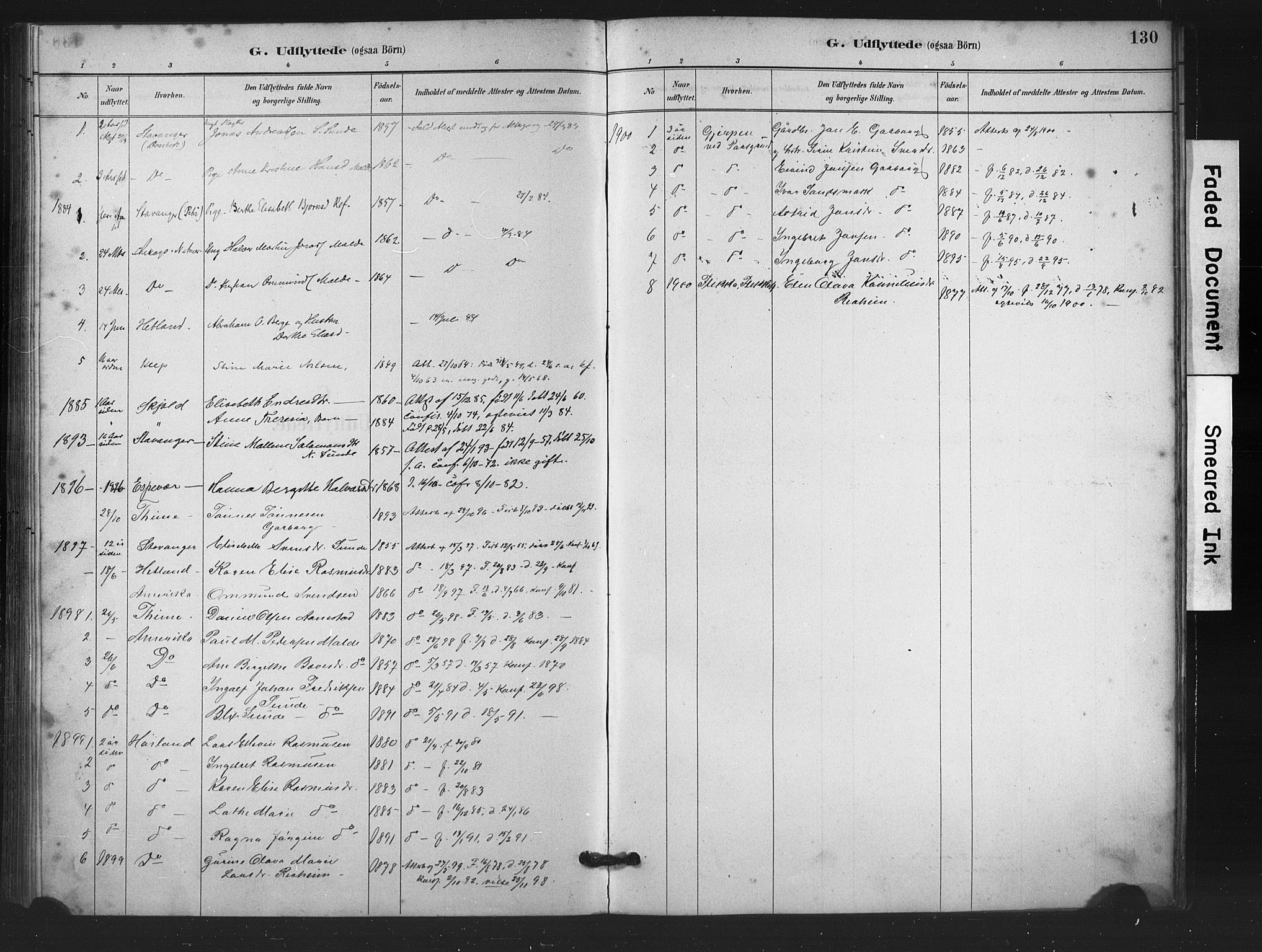 Håland sokneprestkontor, SAST/A-101802/001/30BA/L0011: Parish register (official) no. A 10, 1883-1900, p. 130