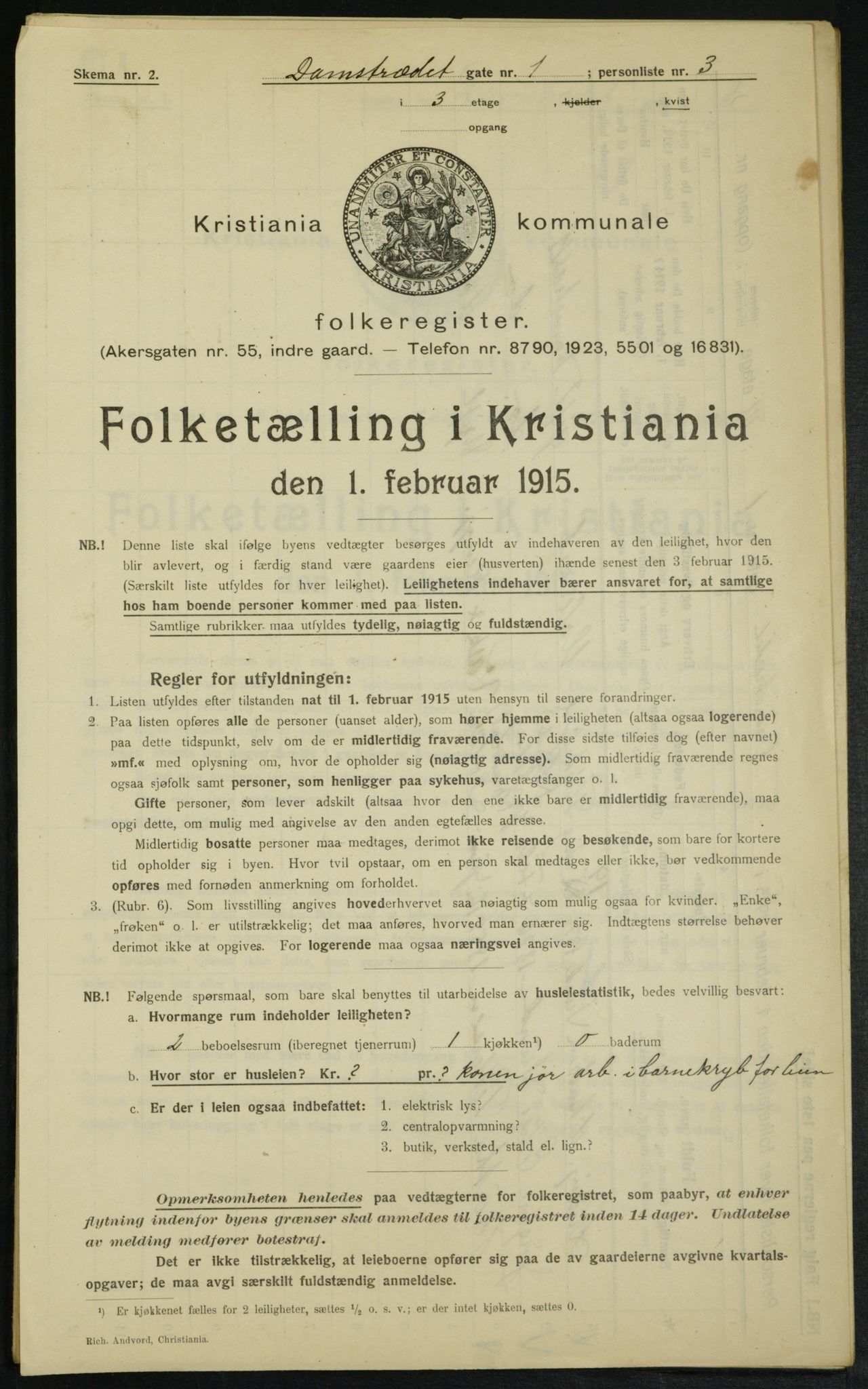 OBA, Municipal Census 1915 for Kristiania, 1915, p. 14376