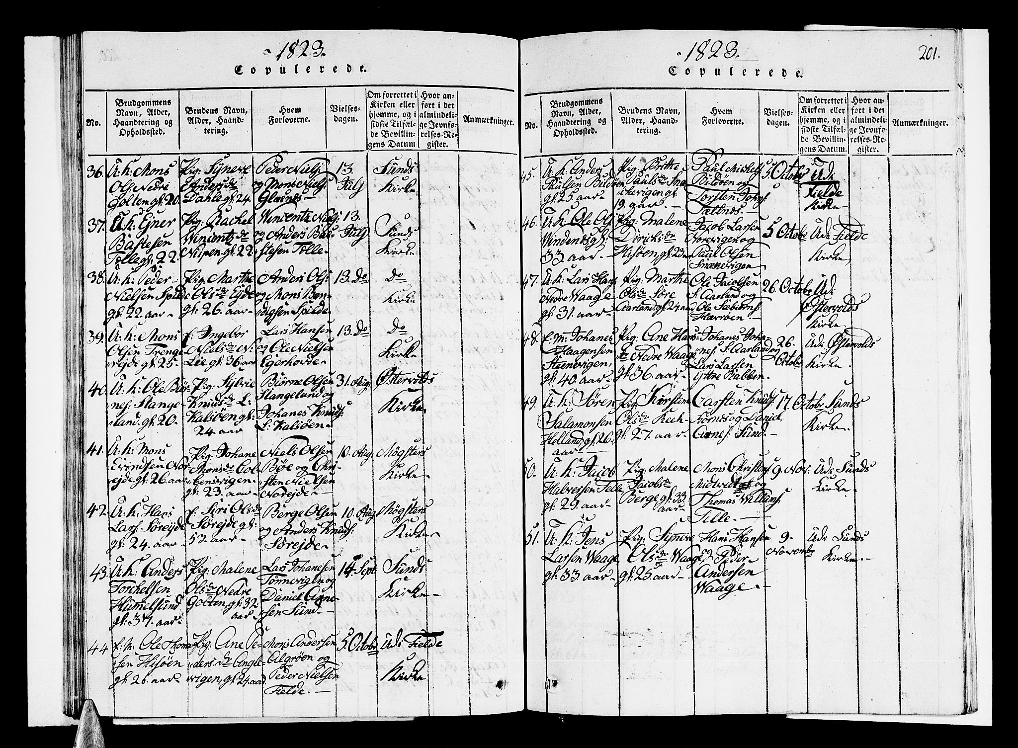 Sund sokneprestembete, AV/SAB-A-99930: Parish register (copy) no. A 1, 1816-1827, p. 201