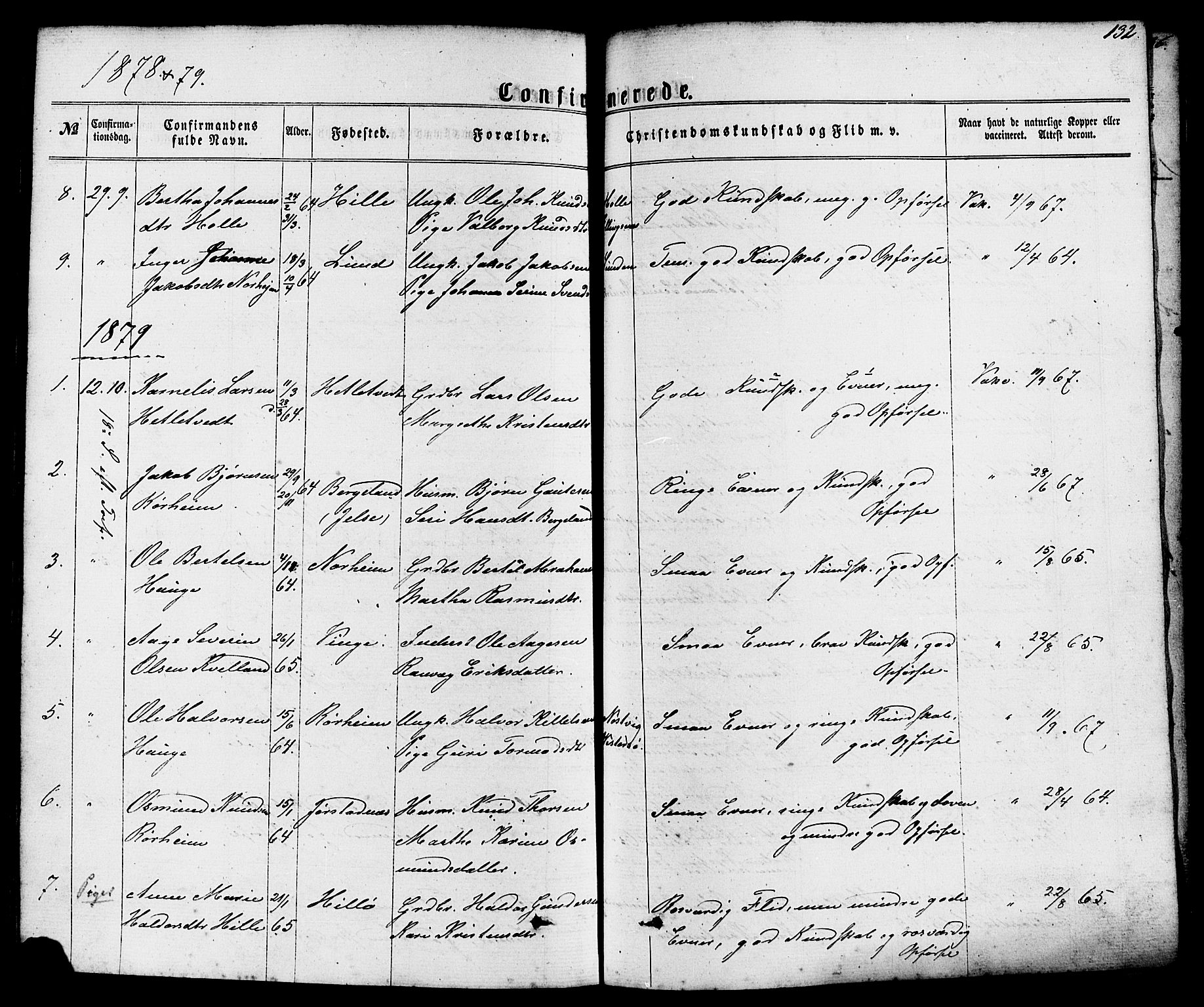 Nedstrand sokneprestkontor, SAST/A-101841/01/IV: Parish register (official) no. A 10, 1861-1887, p. 132