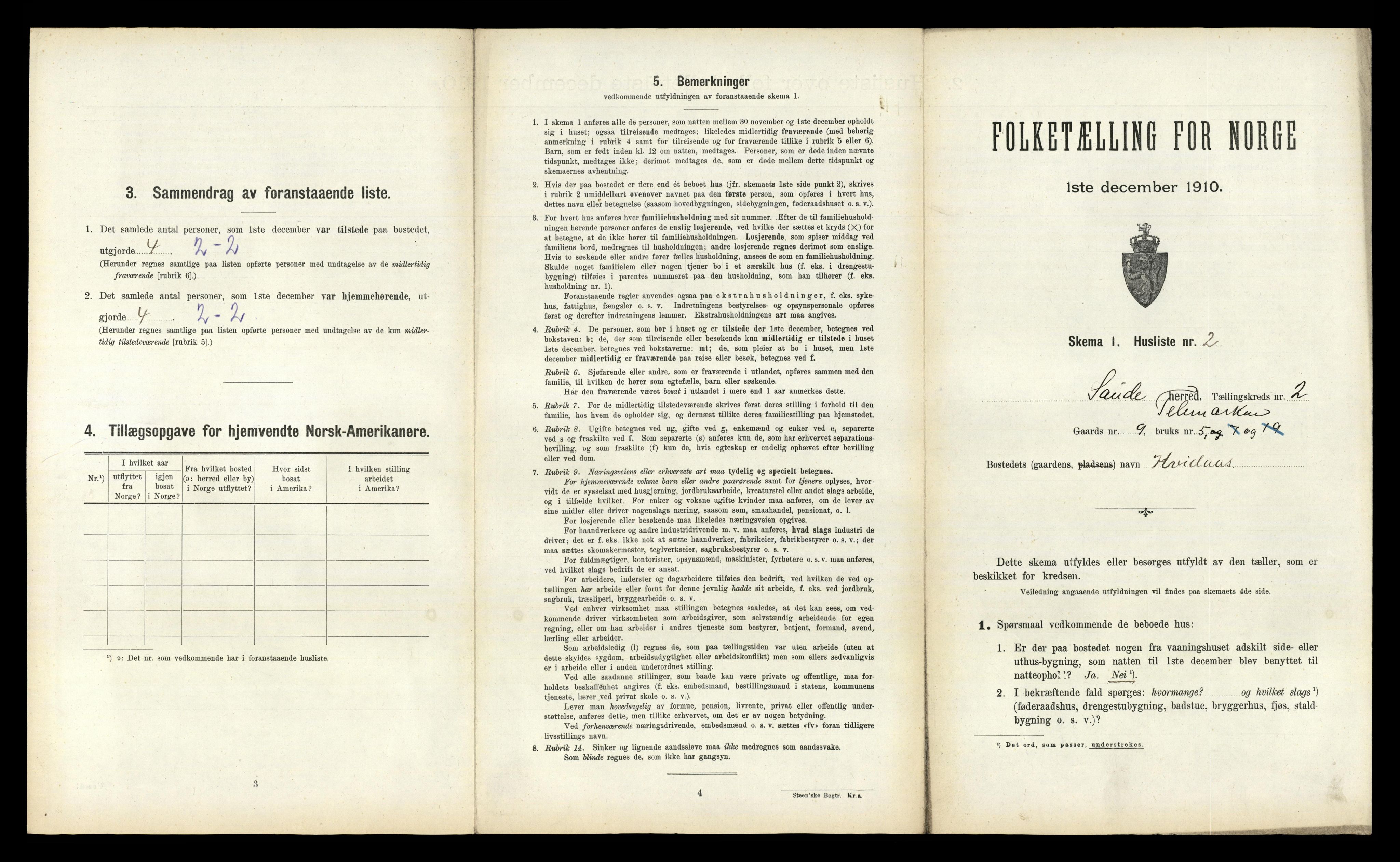 RA, 1910 census for Sauherad, 1910, p. 153