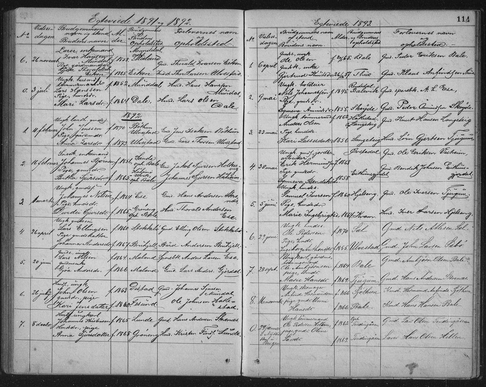 Balestrand sokneprestembete, SAB/A-79601/H/Hab/Haba/L0002: Parish register (copy) no. A 2, 1880-1919, p. 114