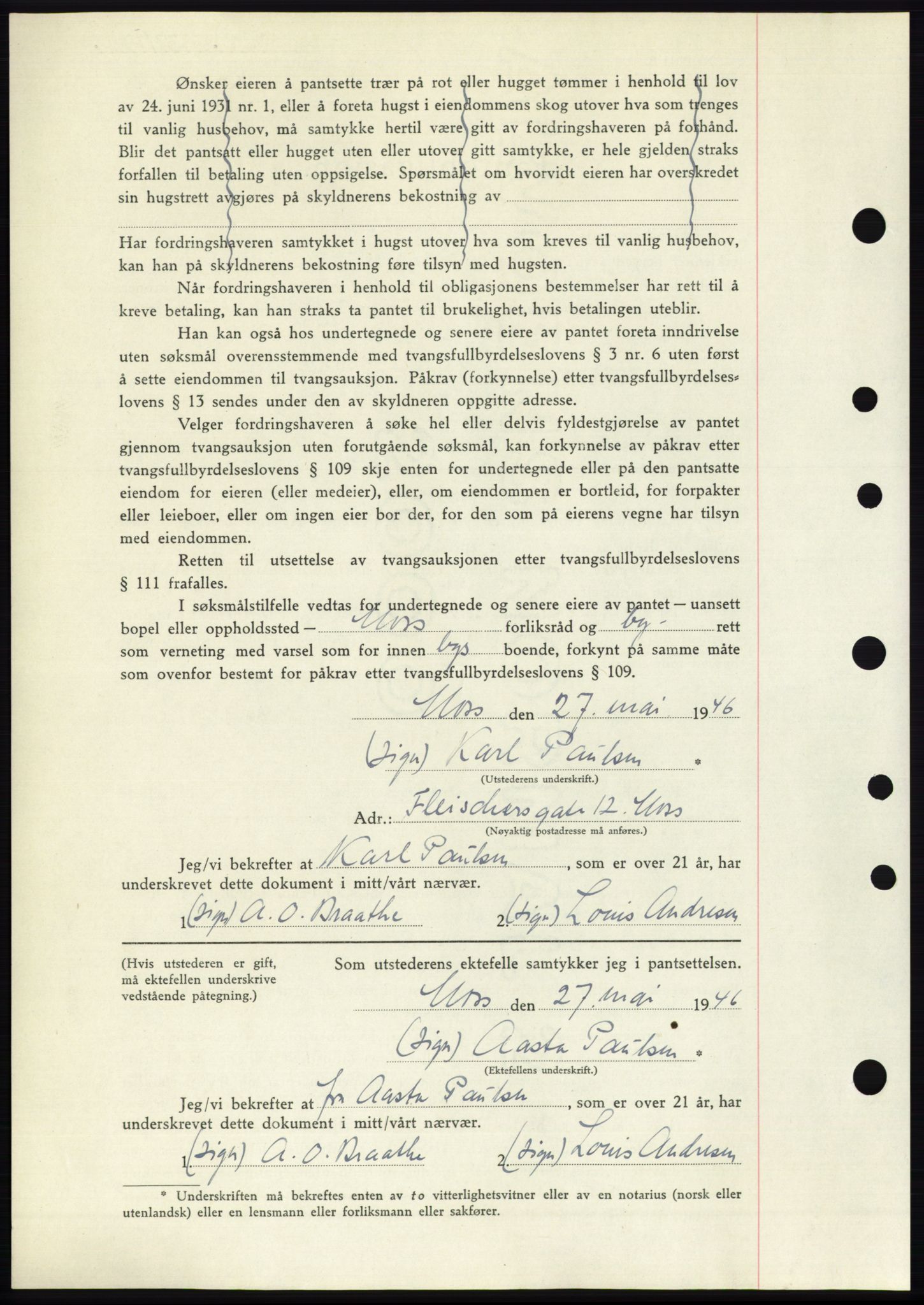 Moss sorenskriveri, SAO/A-10168: Mortgage book no. B15, 1946-1946, Diary no: : 1137/1946