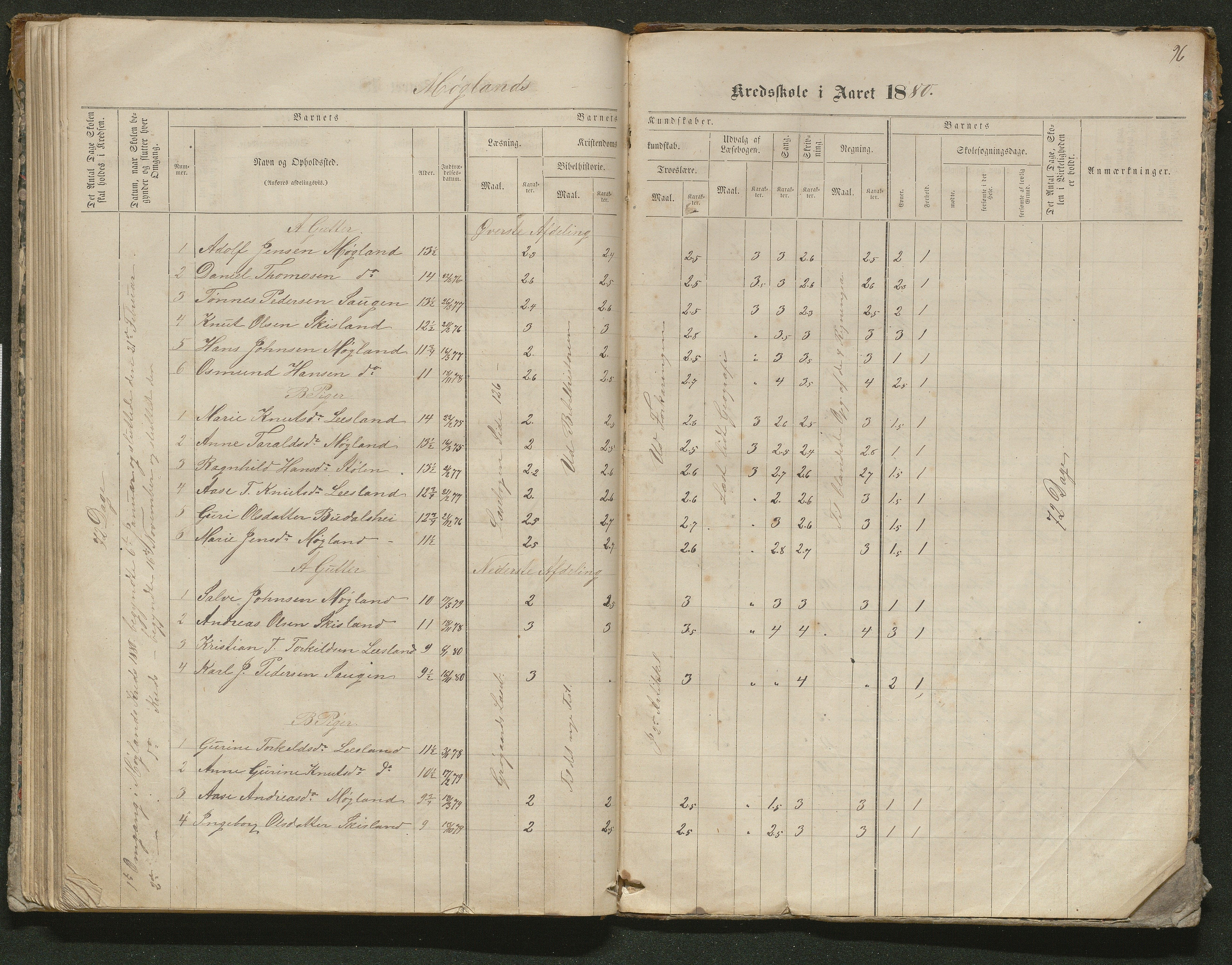 Iveland kommune, De enkelte kretsene/Skolene, AAKS/KA0935-550/A_10/L0005: Skoleprotokoll for Frøyså og Mykland krets, 1864-1881, p. 96