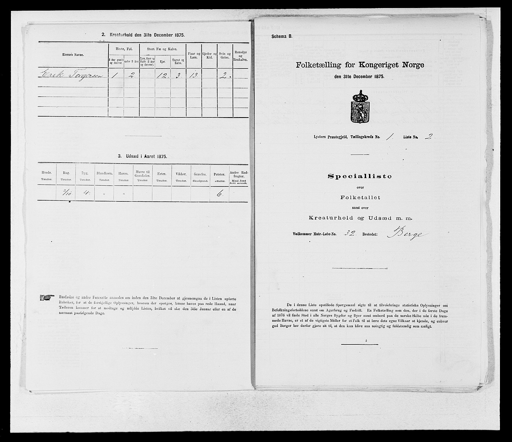 SAB, 1875 census for 1426P Luster, 1875, p. 33