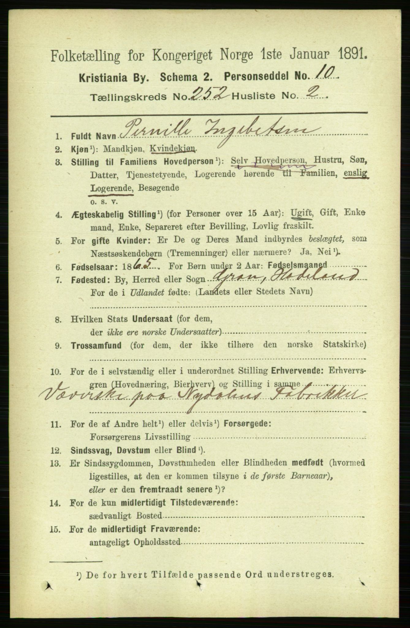 RA, 1891 census for 0301 Kristiania, 1891, p. 153365