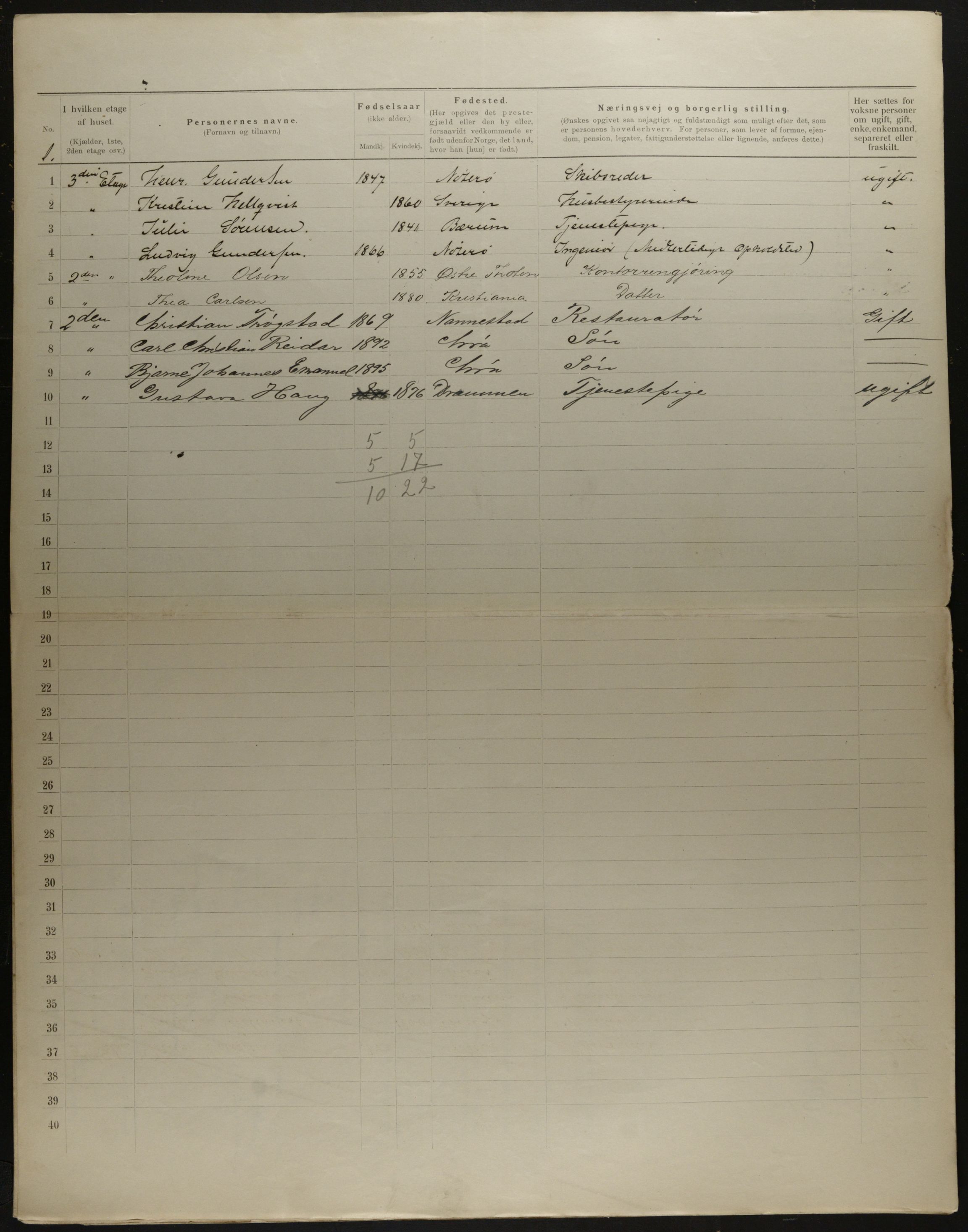 OBA, Municipal Census 1901 for Kristiania, 1901, p. 13217