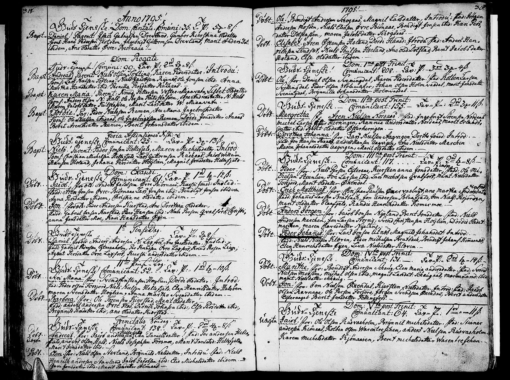 Ministerialprotokoller, klokkerbøker og fødselsregistre - Nordland, SAT/A-1459/820/L0286: Parish register (official) no. 820A07, 1780-1799, p. 318-319